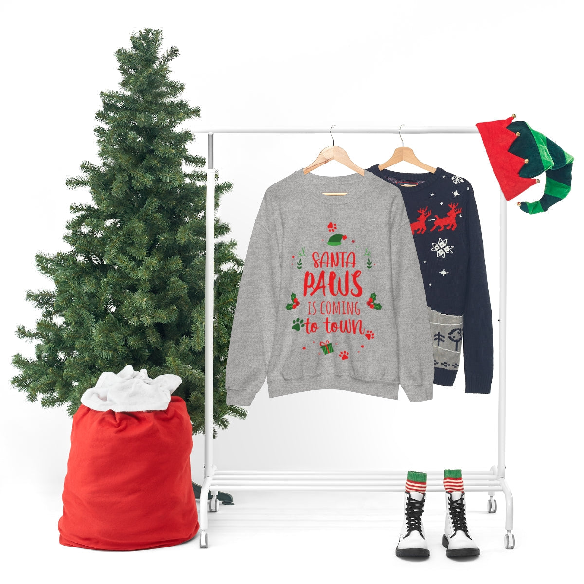 Santa Is Coming Magic Christmas Gift Happy New Year Unisex Heavy Blend™ Crewneck Sweatshirt Ichaku [Perfect Gifts Selection]