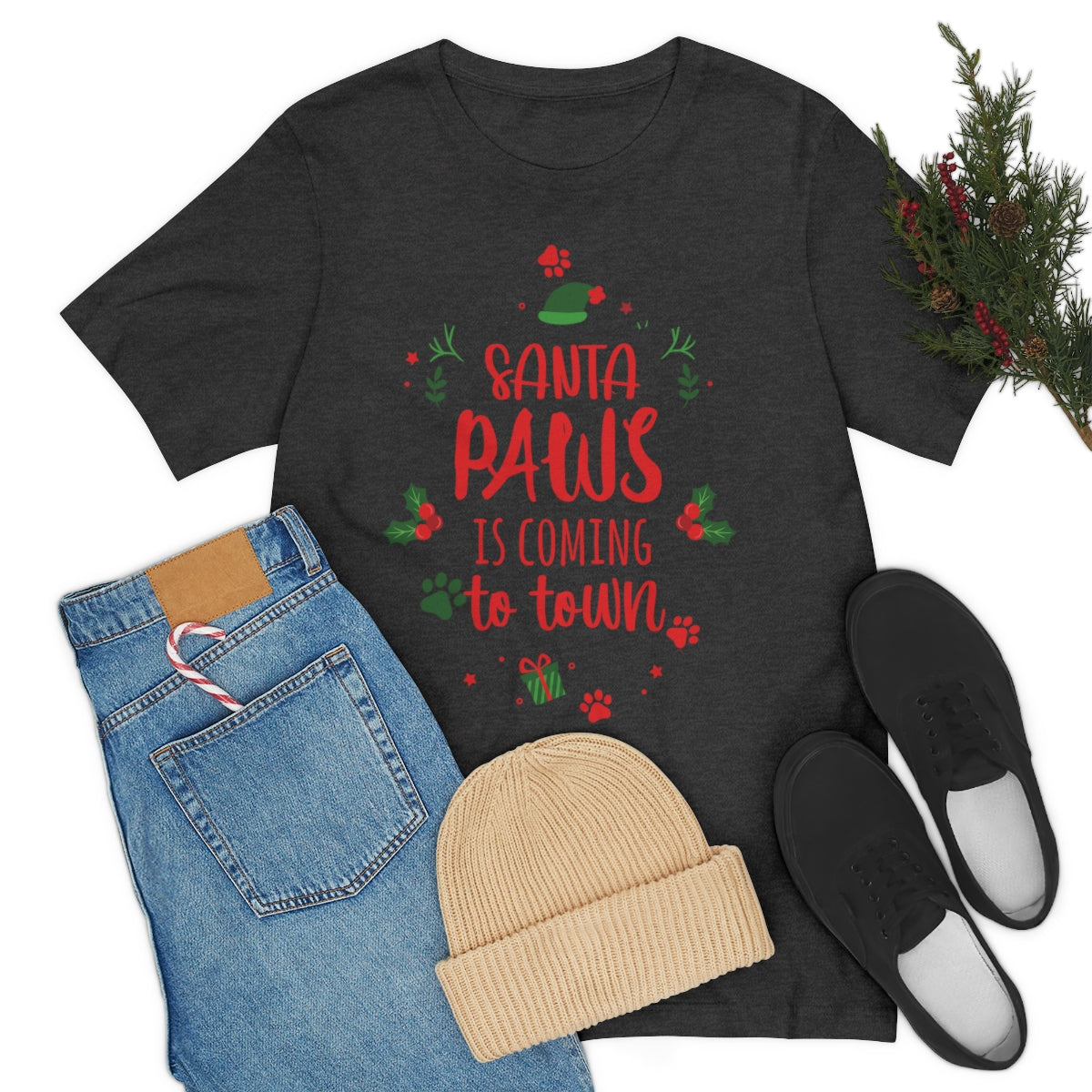Santa Is Coming Magic Christmas Gift Happy New Year Unisex Jersey Short Sleeve T-Shirt Ichaku [Perfect Gifts Selection]
