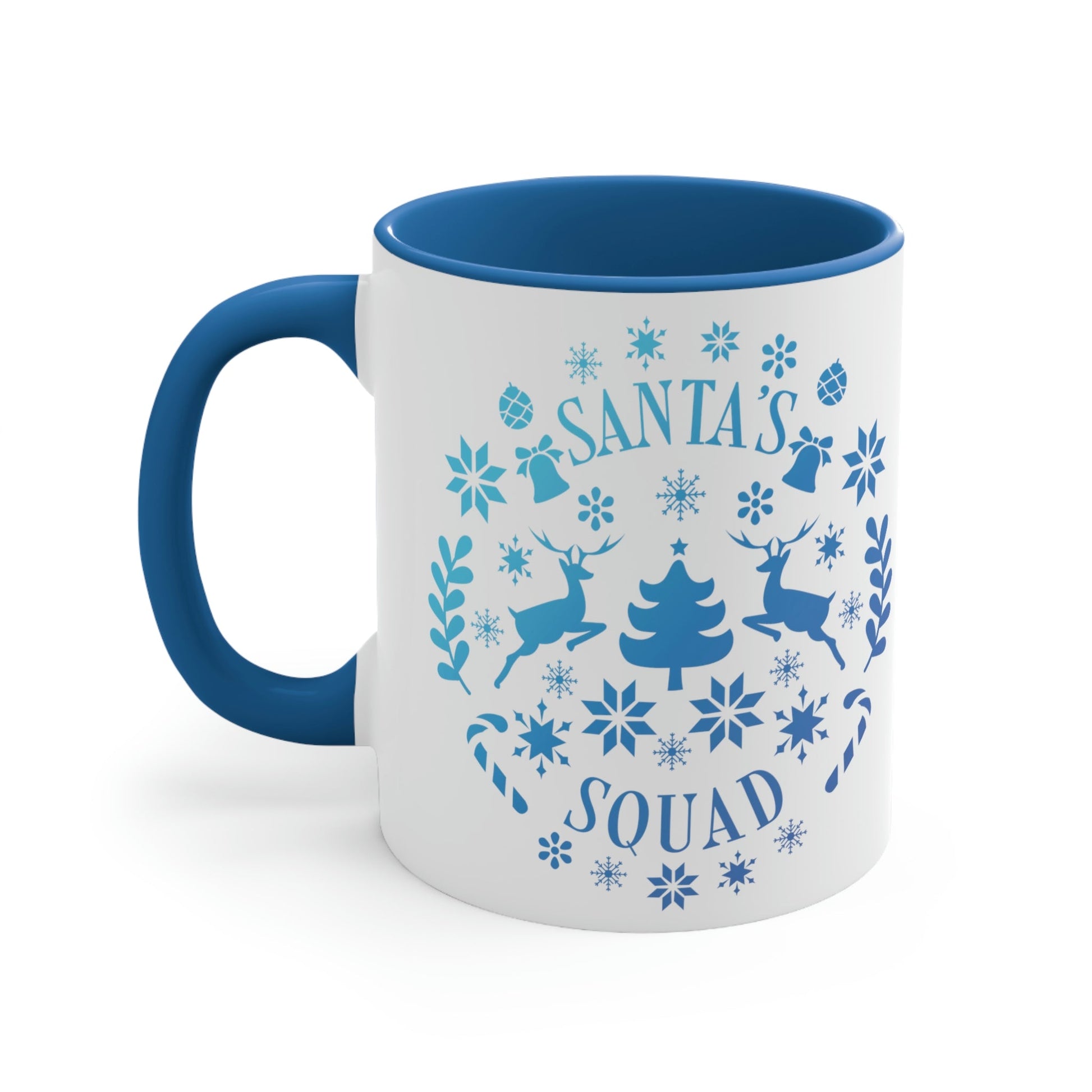 Santa Squad Merry Christmas Team Blue Design Classic Accent Coffee Mug 11oz Ichaku [Perfect Gifts Selection]