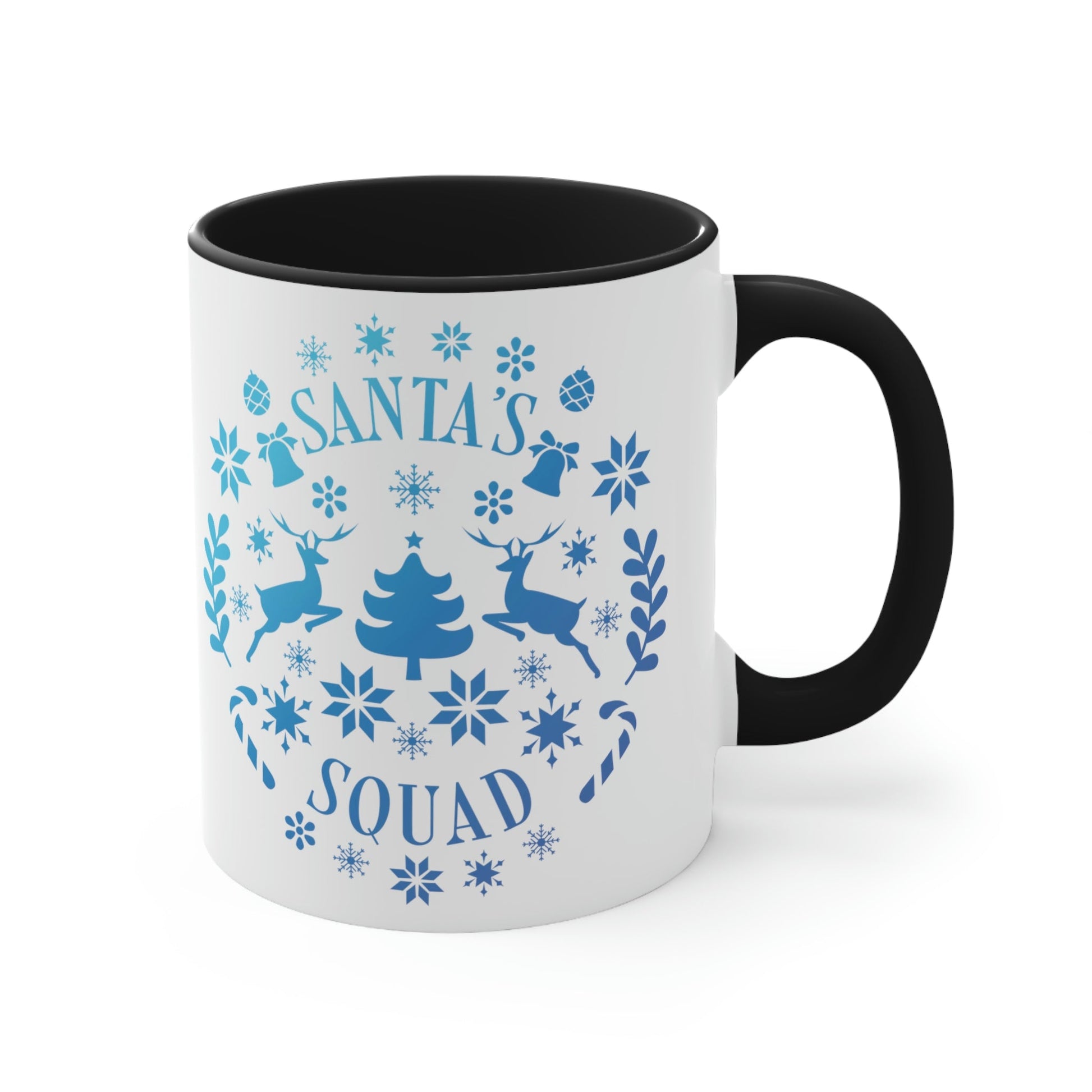 Santa Squad Merry Christmas Team Blue Design Classic Accent Coffee Mug 11oz Ichaku [Perfect Gifts Selection]