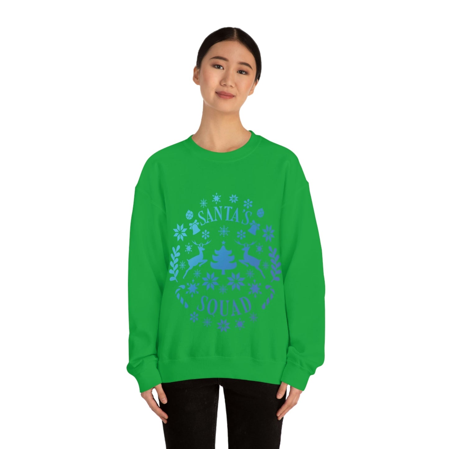 Santa Squad Merry Christmas Team Blue Design Unisex Heavy Blend™ Crewneck Sweatshirt Ichaku [Perfect Gifts Selection]