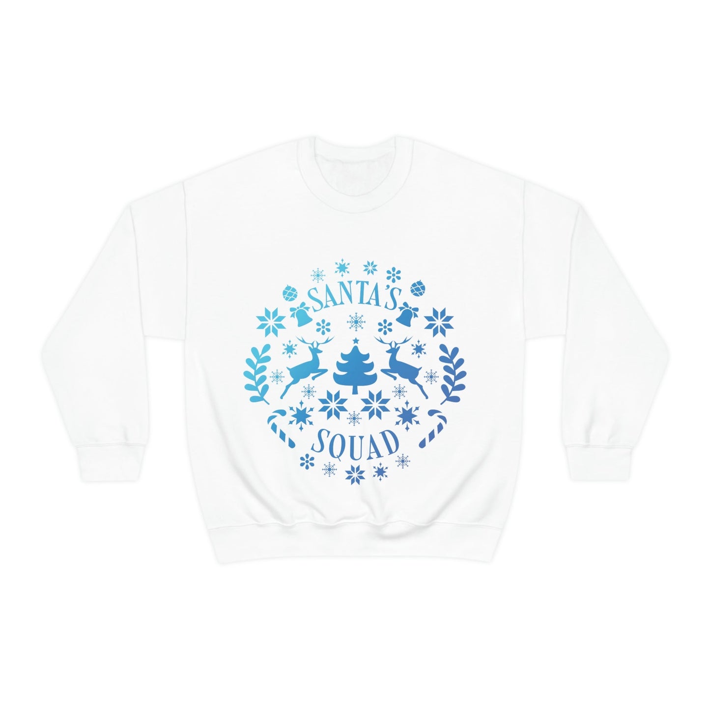 Santa Squad Merry Christmas Team Blue Design Unisex Heavy Blend™ Crewneck Sweatshirt Ichaku [Perfect Gifts Selection]