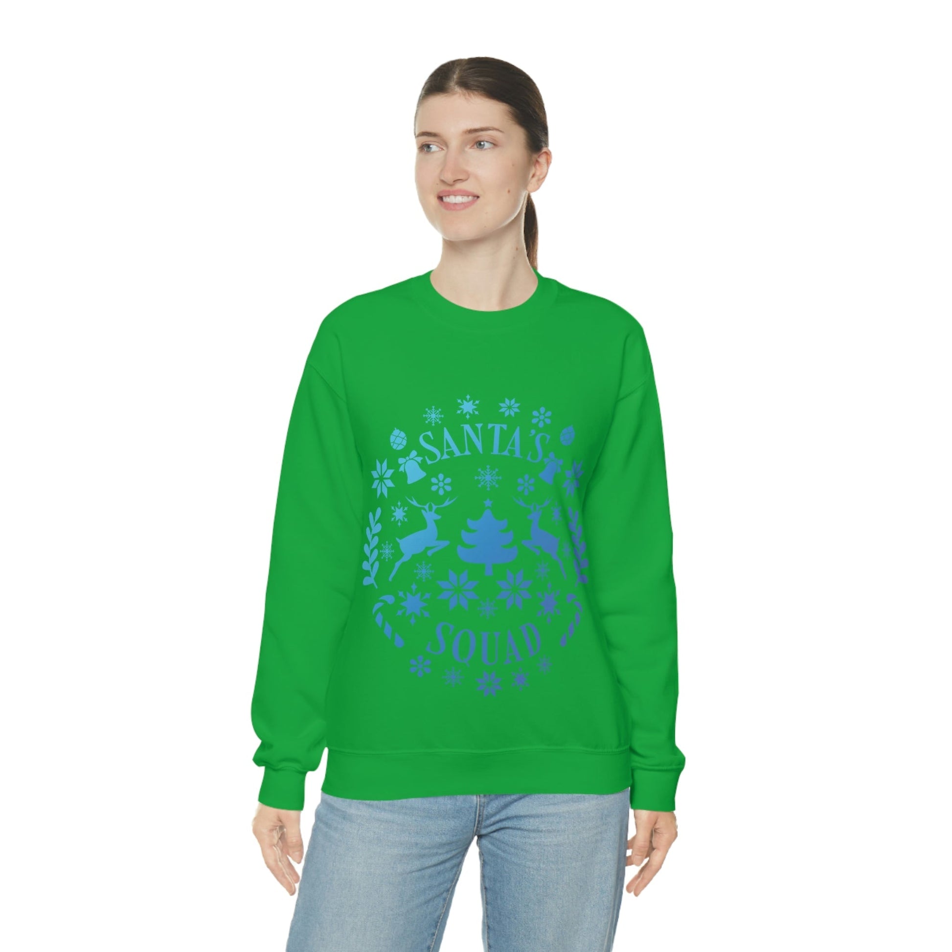 Santa Squad Merry Christmas Team Blue Design Unisex Heavy Blend™ Crewneck Sweatshirt Ichaku [Perfect Gifts Selection]