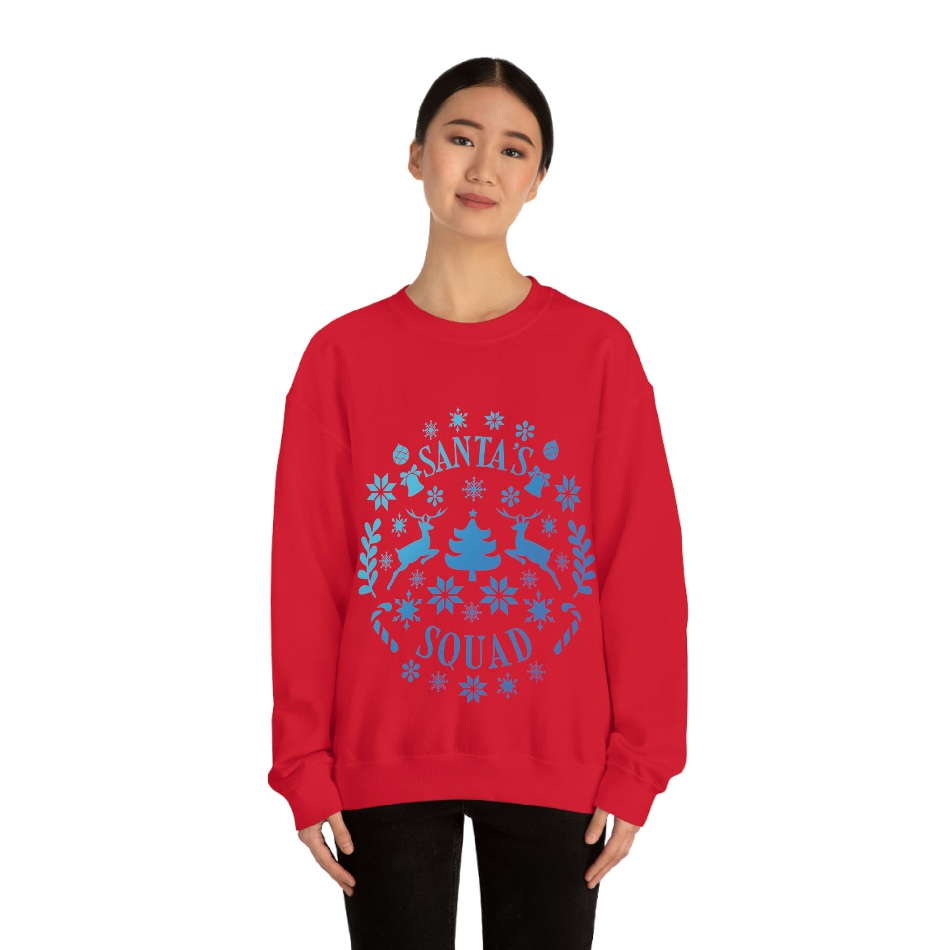 Santa Squad Merry Christmas Team Blue Design Unisex Heavy Blend™ Crewneck Sweatshirt Ichaku [Perfect Gifts Selection]