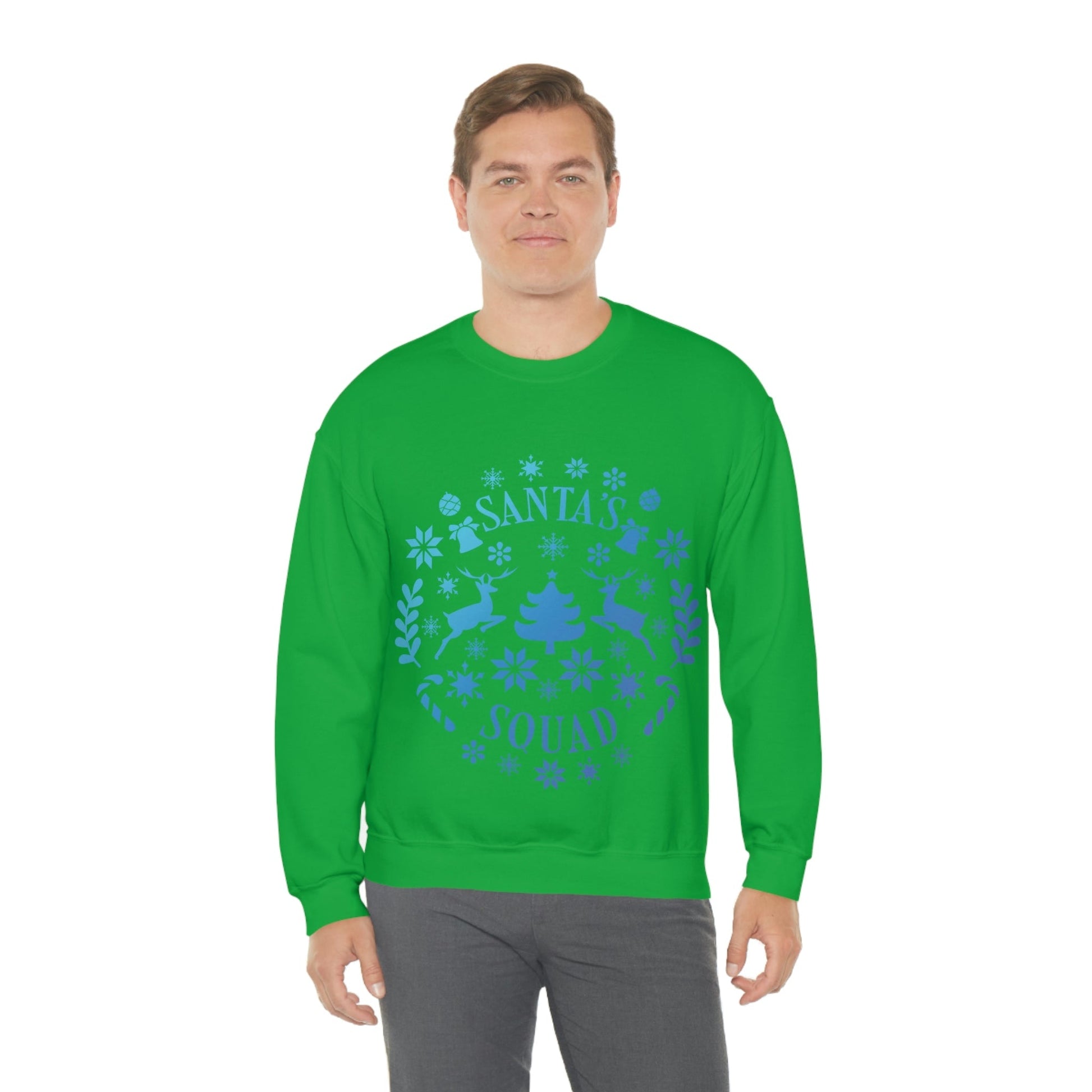 Santa Squad Merry Christmas Team Blue Design Unisex Heavy Blend™ Crewneck Sweatshirt Ichaku [Perfect Gifts Selection]