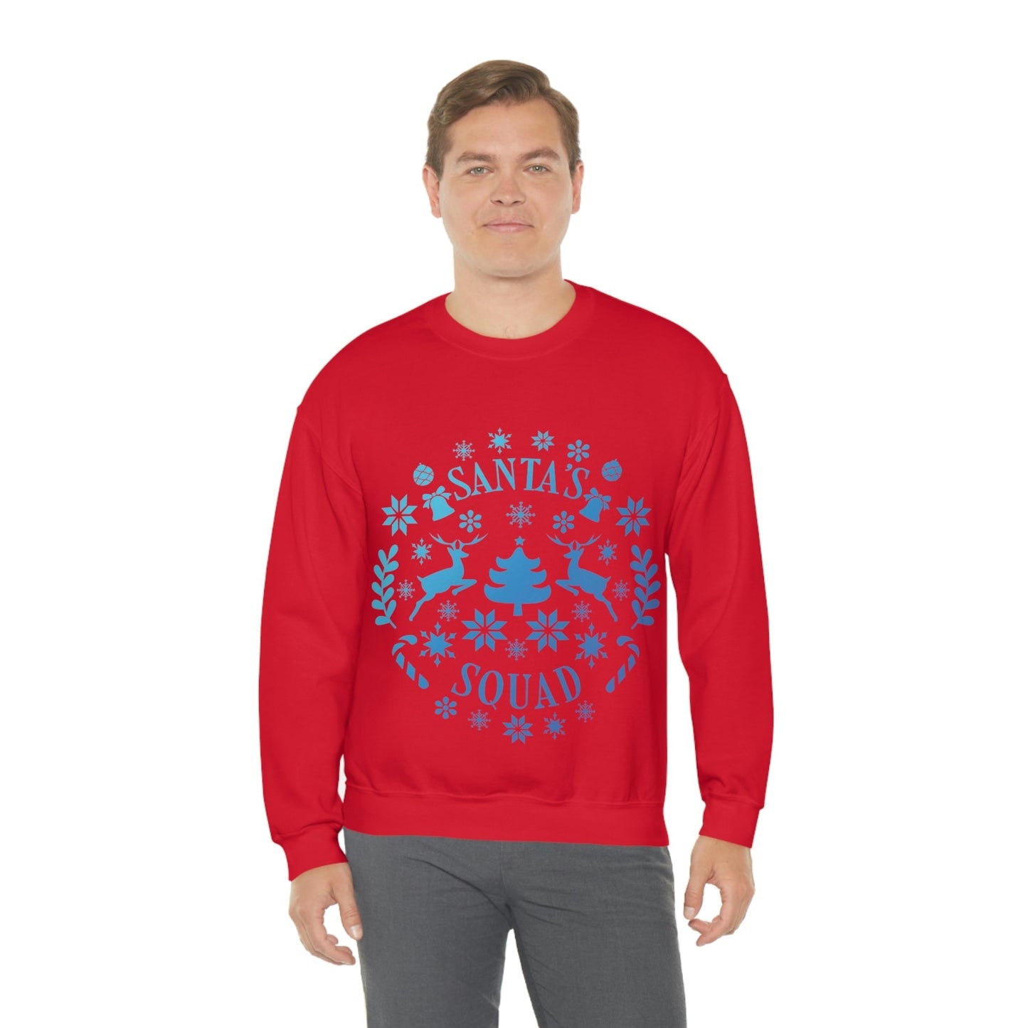 Santa Squad Merry Christmas Team Blue Design Unisex Heavy Blend™ Crewneck Sweatshirt Ichaku [Perfect Gifts Selection]