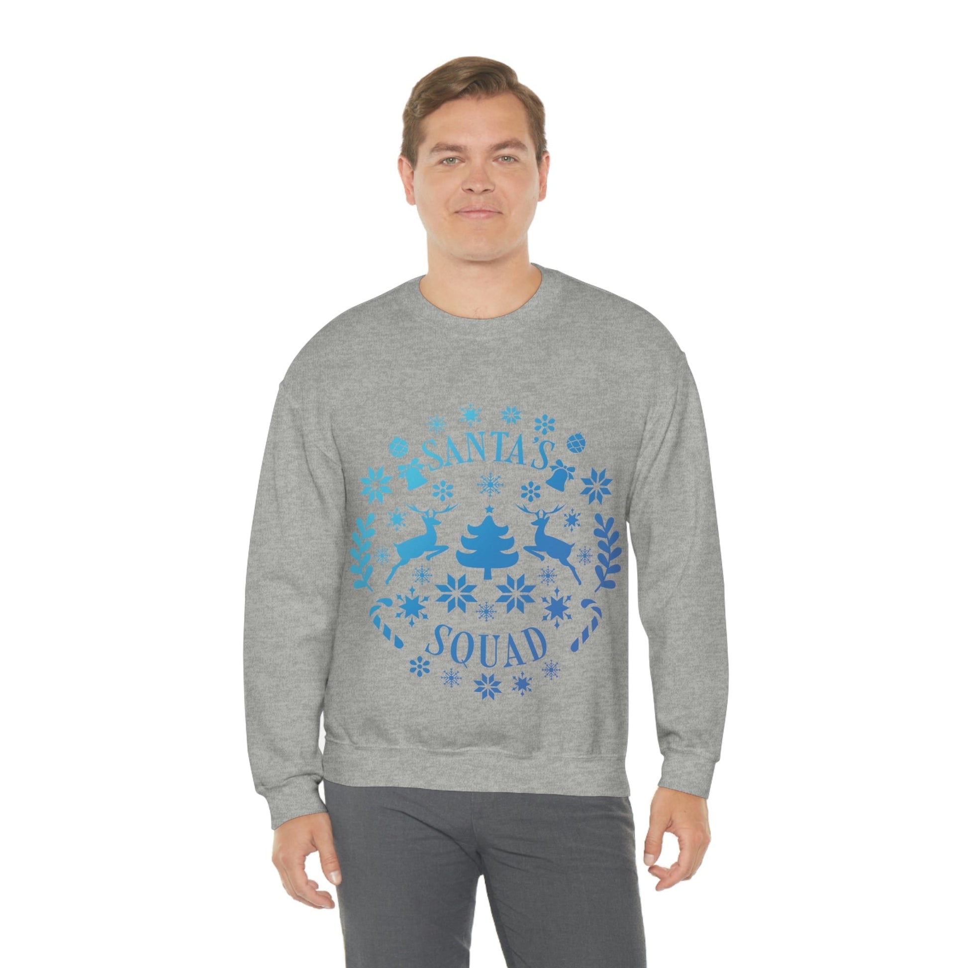 Santa Squad Merry Christmas Team Blue Design Unisex Heavy Blend™ Crewneck Sweatshirt Ichaku [Perfect Gifts Selection]