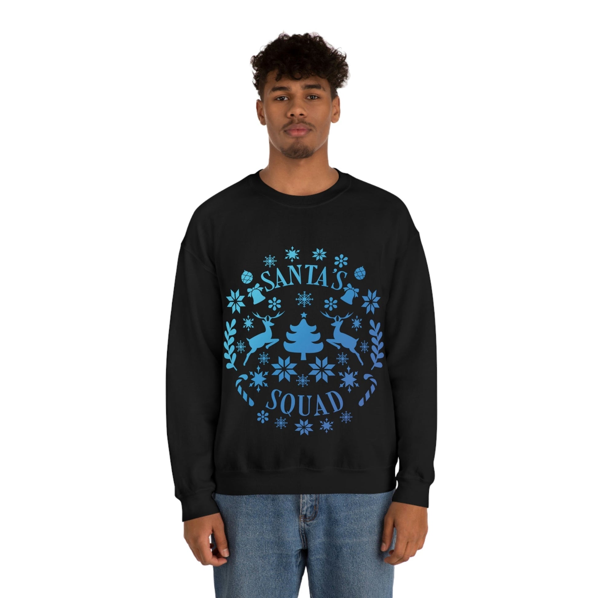 Santa Squad Merry Christmas Team Blue Design Unisex Heavy Blend™ Crewneck Sweatshirt Ichaku [Perfect Gifts Selection]