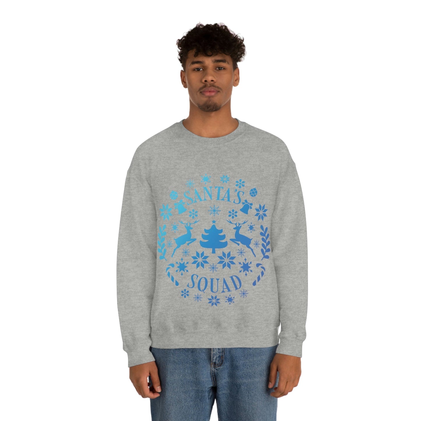 Santa Squad Merry Christmas Team Blue Design Unisex Heavy Blend™ Crewneck Sweatshirt Ichaku [Perfect Gifts Selection]