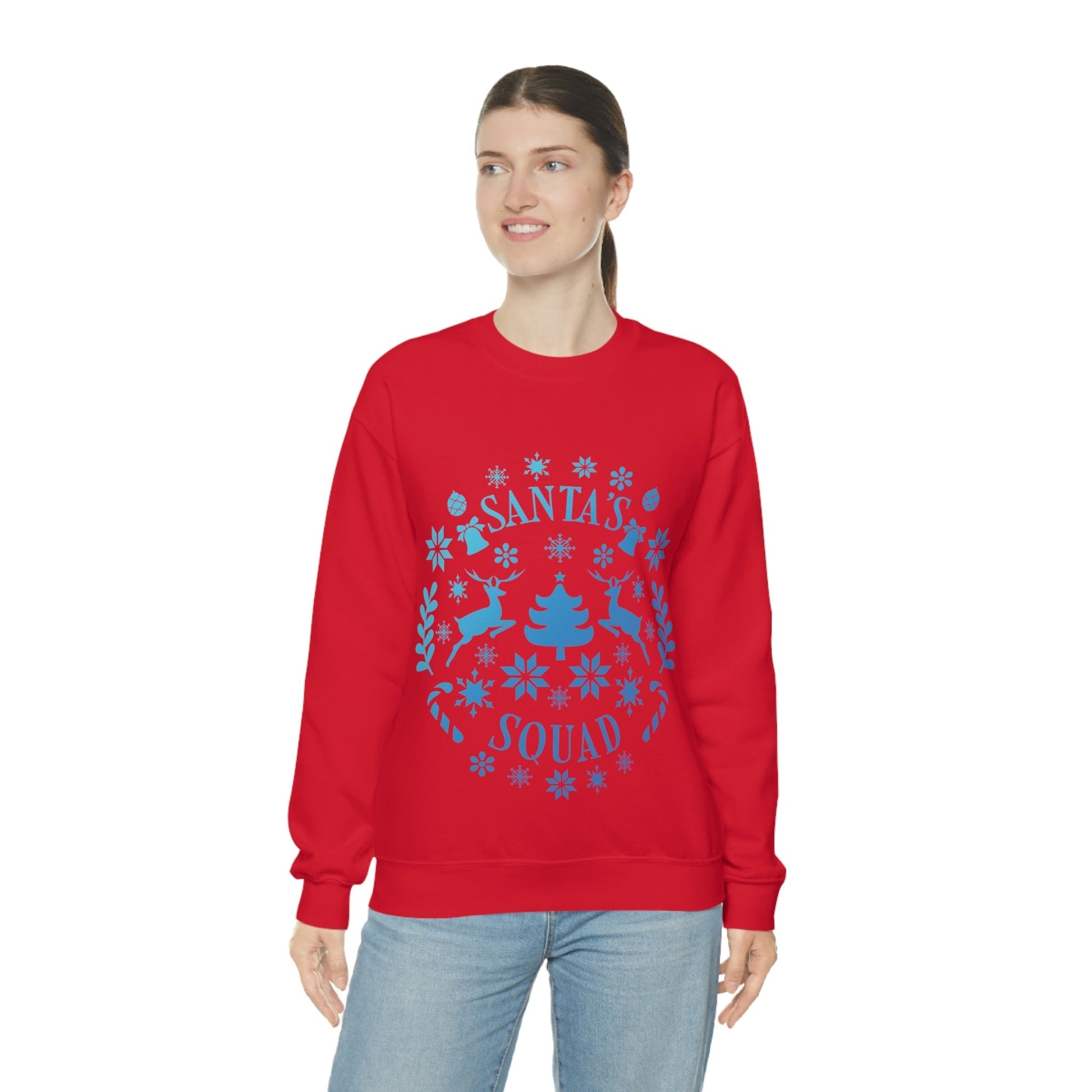 Santa Squad Merry Christmas Team Blue Design Unisex Heavy Blend™ Crewneck Sweatshirt Ichaku [Perfect Gifts Selection]