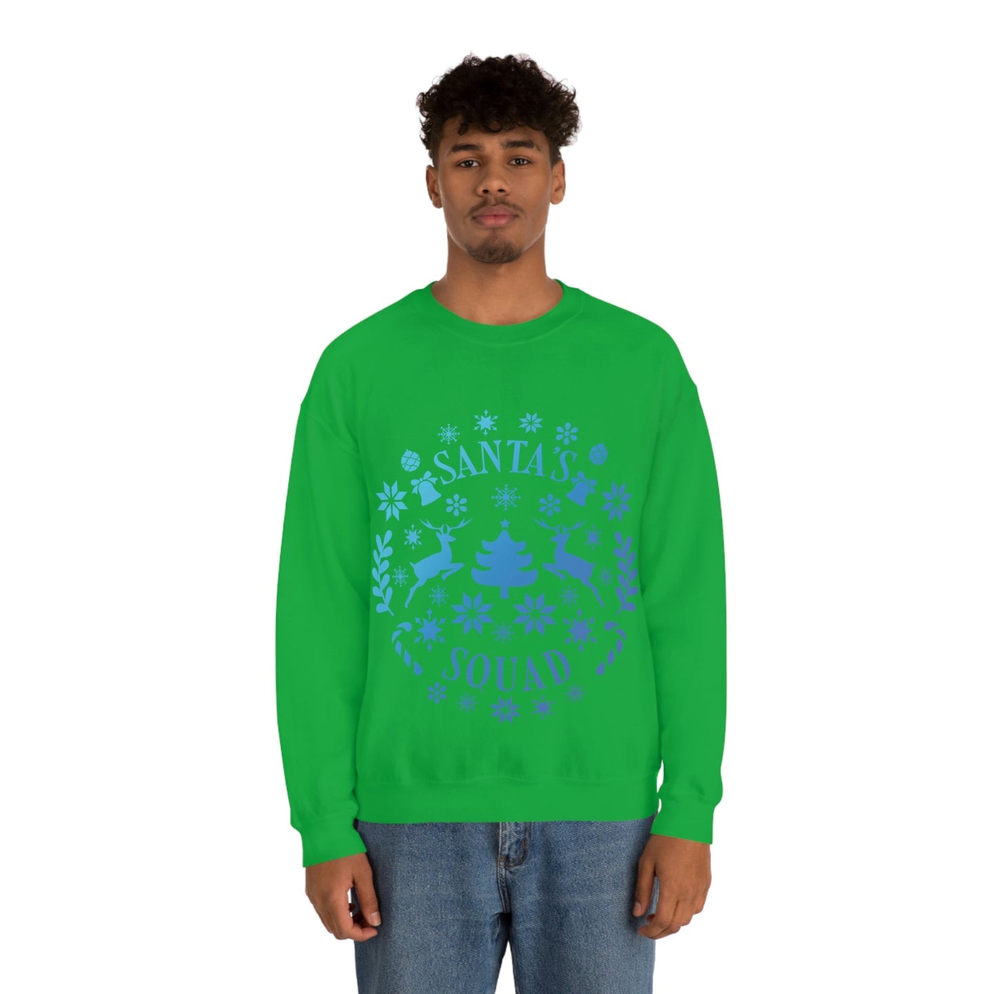 Santa Squad Merry Christmas Team Blue Design Unisex Heavy Blend™ Crewneck Sweatshirt Ichaku [Perfect Gifts Selection]