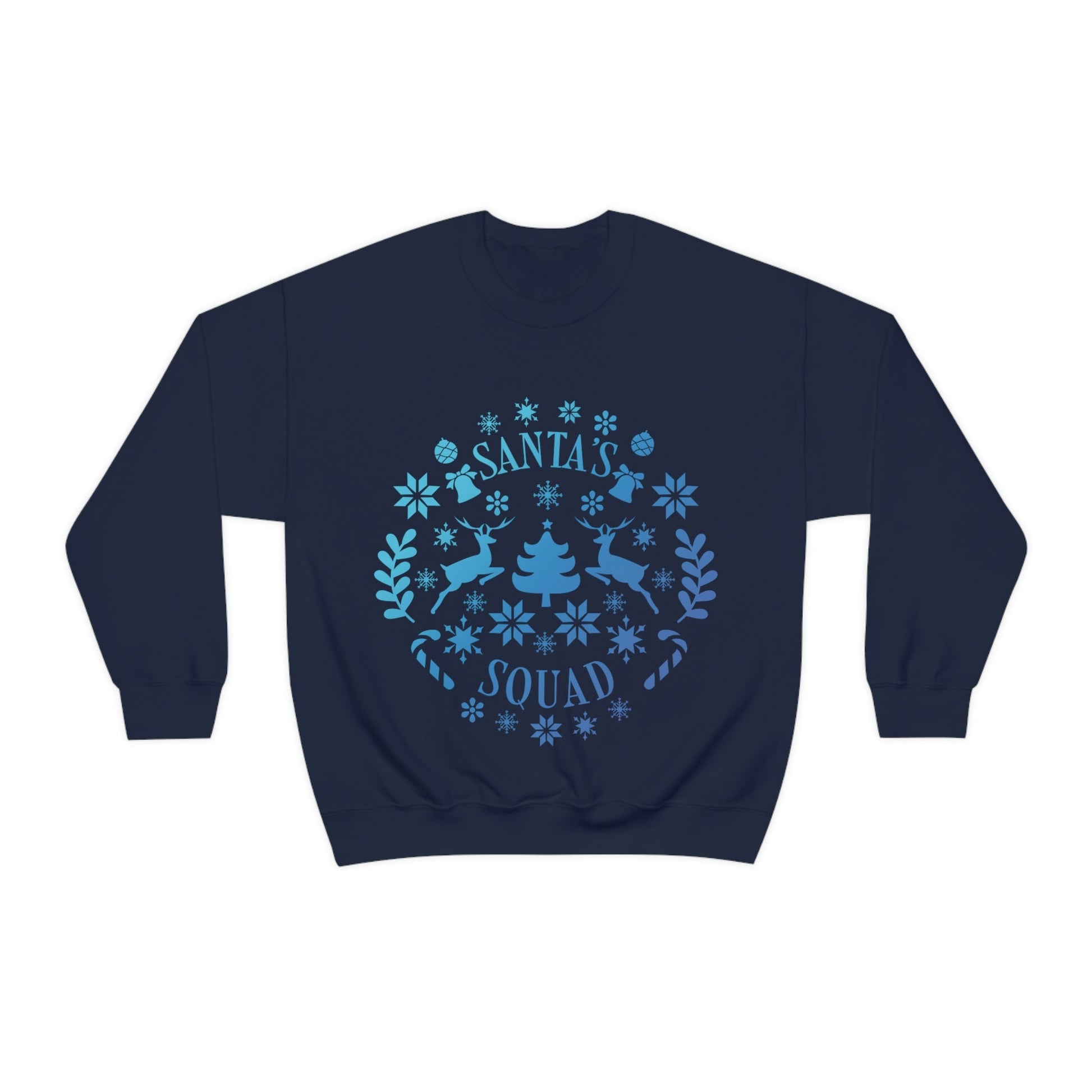 Santa Squad Merry Christmas Team Blue Design Unisex Heavy Blend™ Crewneck Sweatshirt Ichaku [Perfect Gifts Selection]