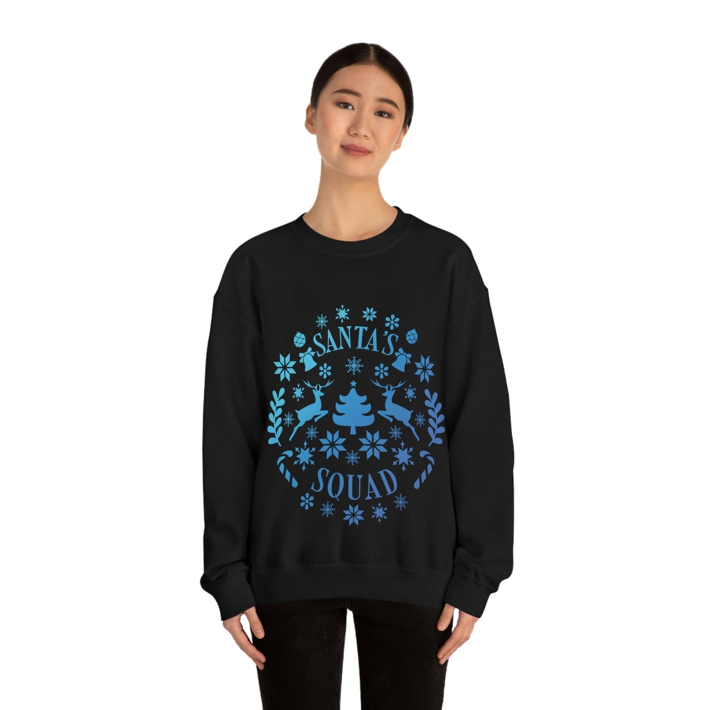 Santa Squad Merry Christmas Team Blue Design Unisex Heavy Blend™ Crewneck Sweatshirt Ichaku [Perfect Gifts Selection]