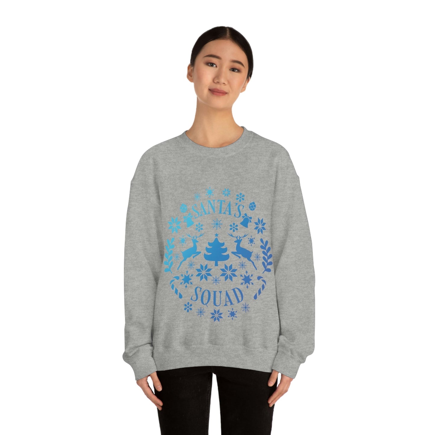 Santa Squad Merry Christmas Team Blue Design Unisex Heavy Blend™ Crewneck Sweatshirt Ichaku [Perfect Gifts Selection]