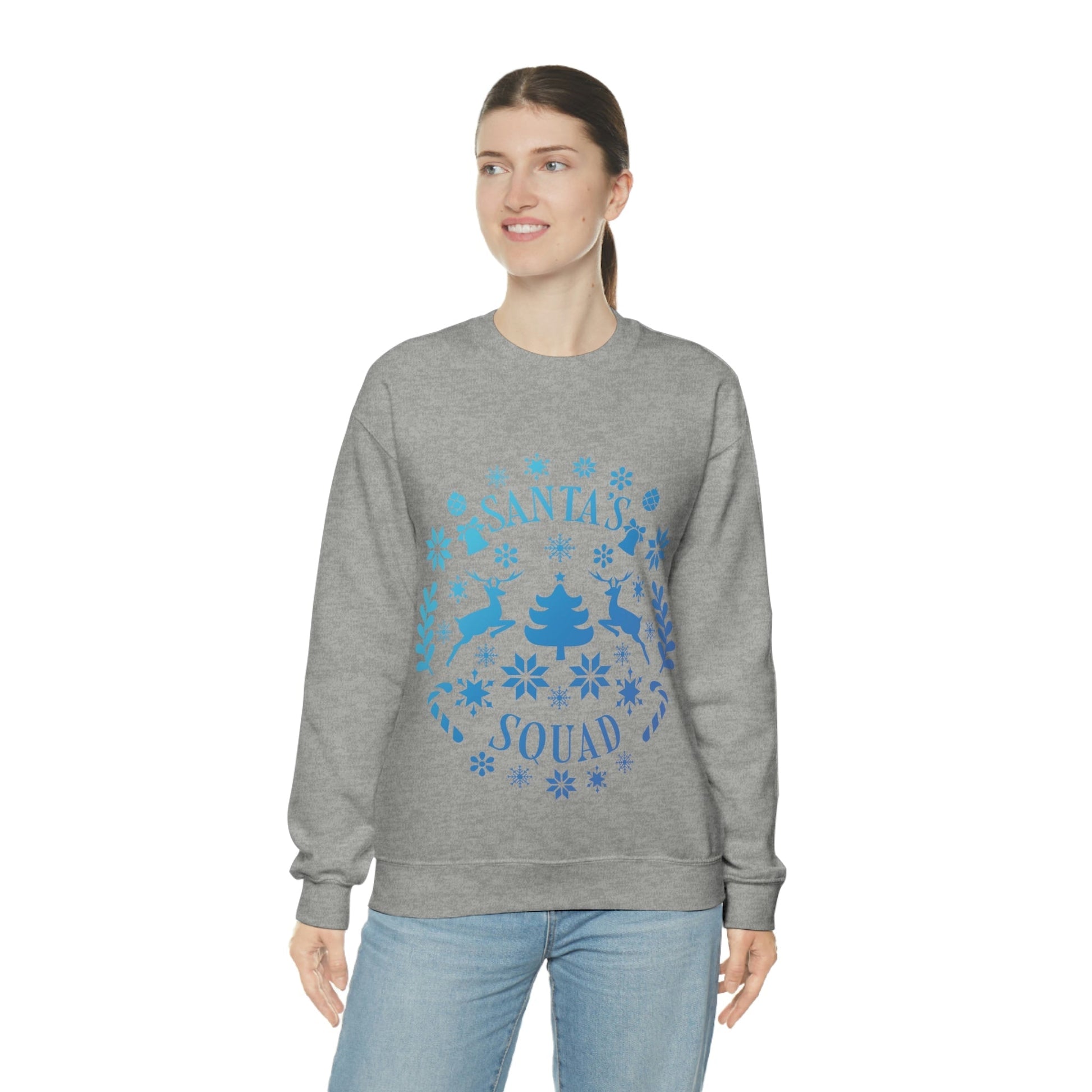 Santa Squad Merry Christmas Team Blue Design Unisex Heavy Blend™ Crewneck Sweatshirt Ichaku [Perfect Gifts Selection]