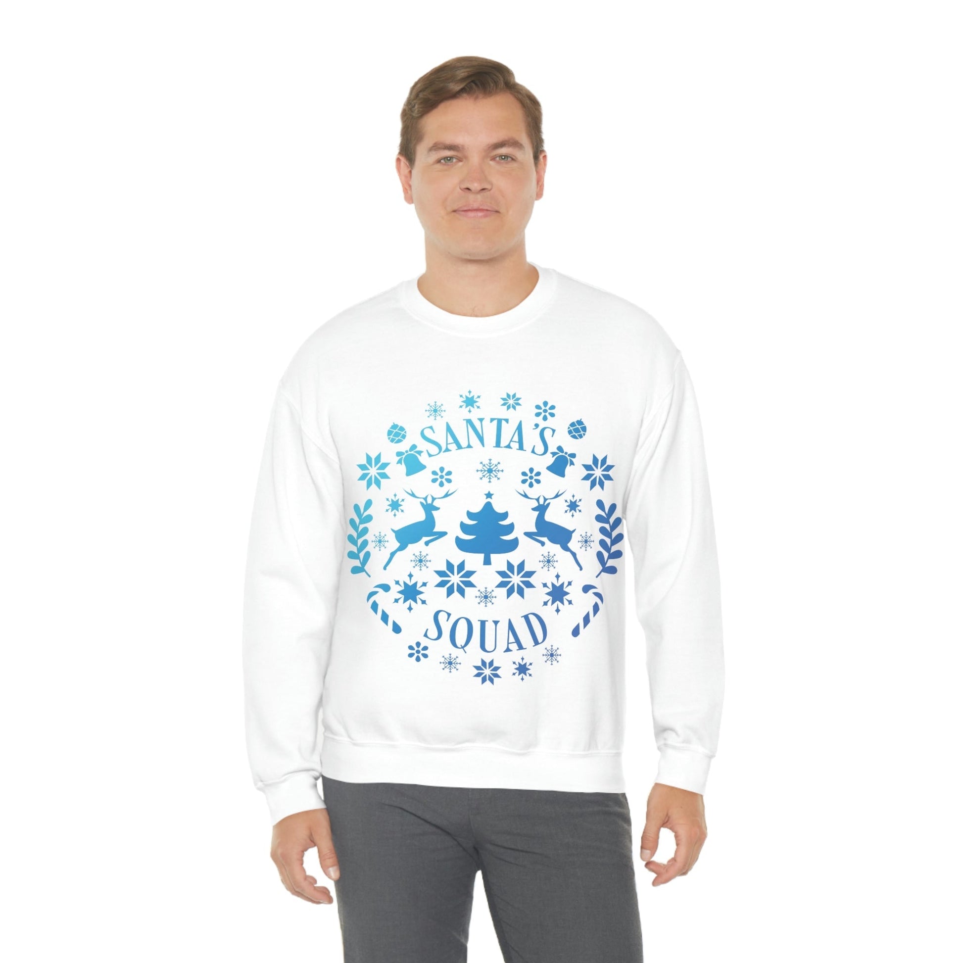 Santa Squad Merry Christmas Team Blue Design Unisex Heavy Blend™ Crewneck Sweatshirt Ichaku [Perfect Gifts Selection]