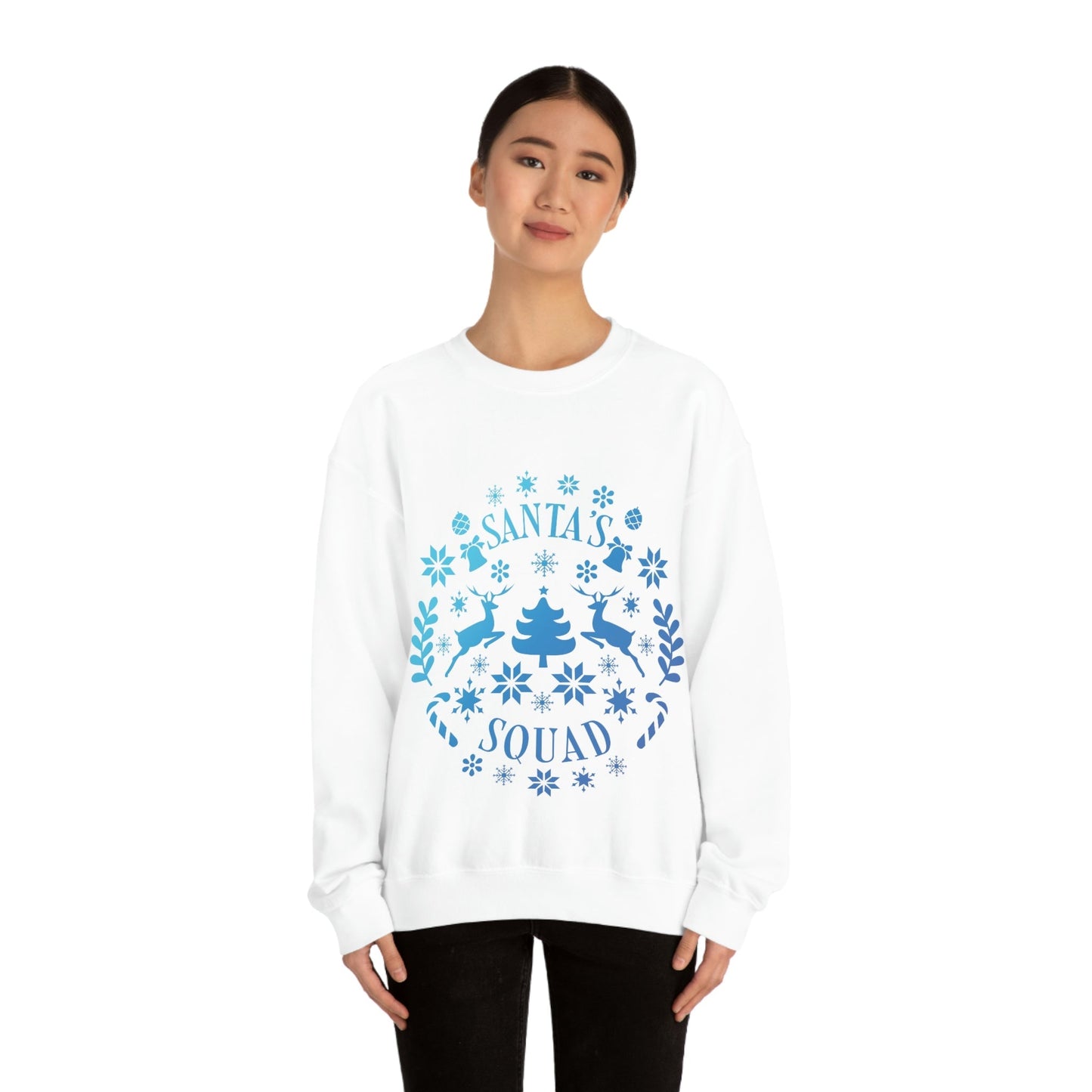 Santa Squad Merry Christmas Team Blue Design Unisex Heavy Blend™ Crewneck Sweatshirt Ichaku [Perfect Gifts Selection]