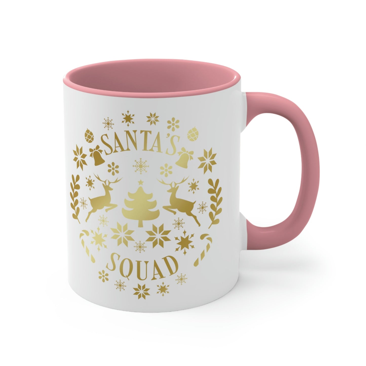 Santa Squad Merry Christmas Team Gold Classic Accent Coffee Mug 11oz Ichaku [Perfect Gifts Selection]