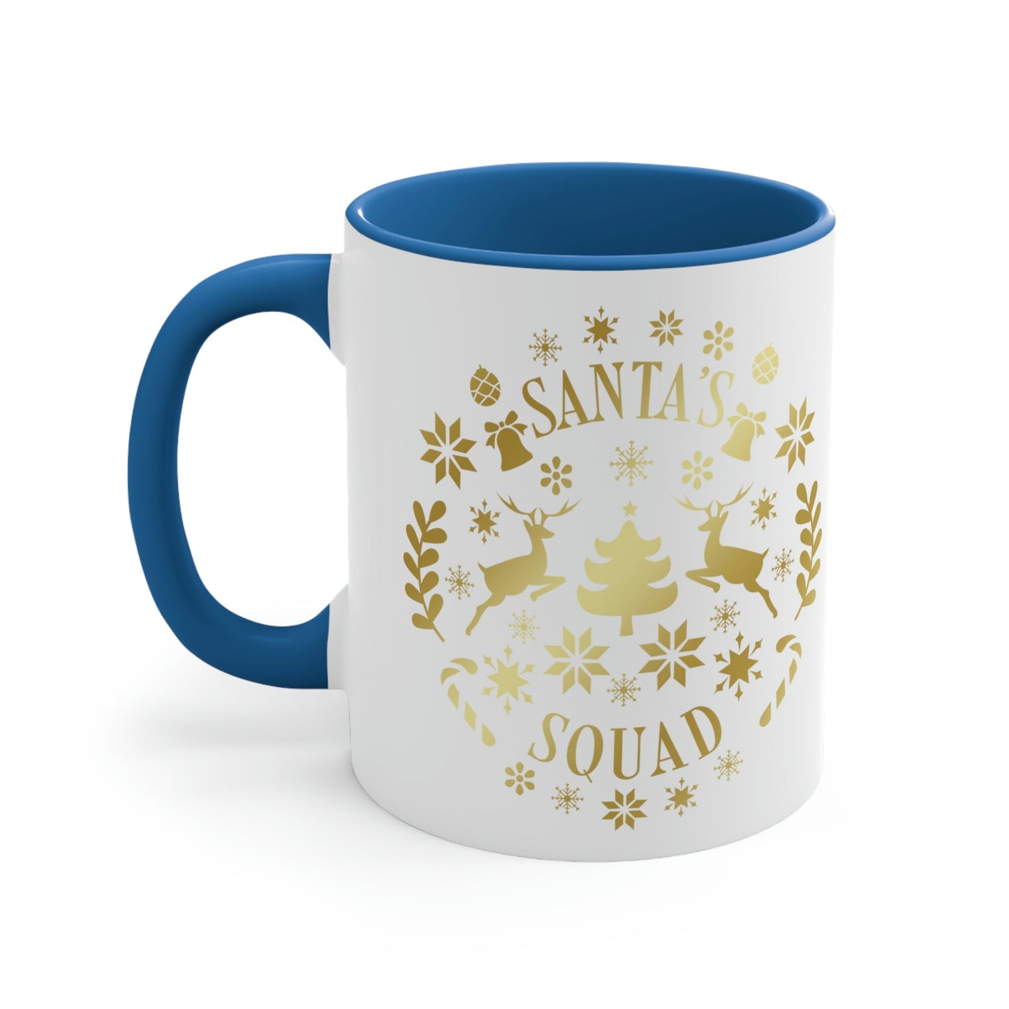 Santa Squad Merry Christmas Team Gold Classic Accent Coffee Mug 11oz Ichaku [Perfect Gifts Selection]