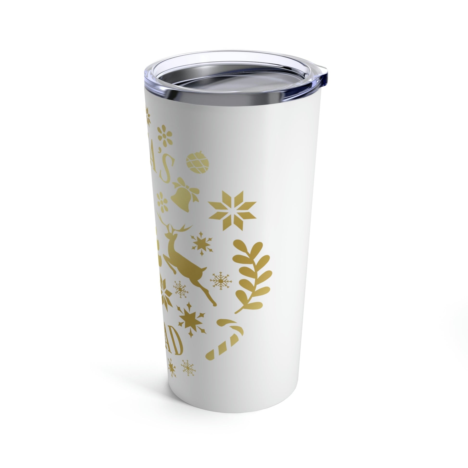 Santa Squad Merry Christmas Team Gold Stainless Steel Hot or Cold Vacuum Tumbler 20oz Ichaku [Perfect Gifts Selection]