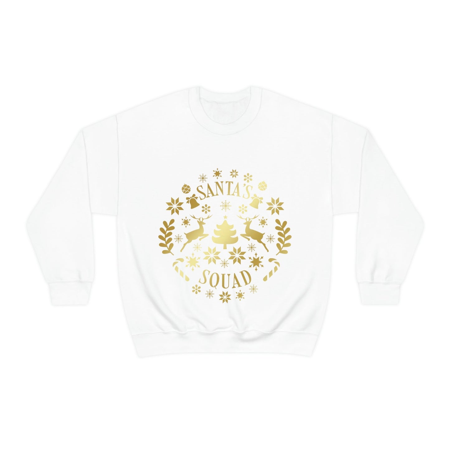 Santa Squad Merry Christmas Team Gold Unisex Heavy Blend™ Crewneck Sweatshirt Ichaku [Perfect Gifts Selection]