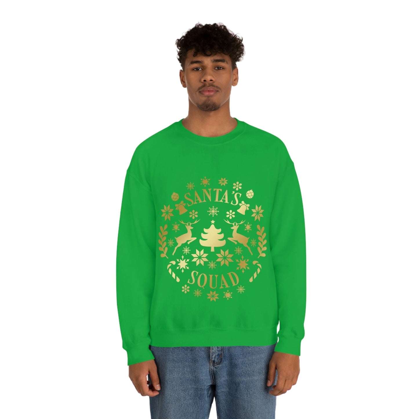 Santa Squad Merry Christmas Team Gold Unisex Heavy Blend™ Crewneck Sweatshirt Ichaku [Perfect Gifts Selection]