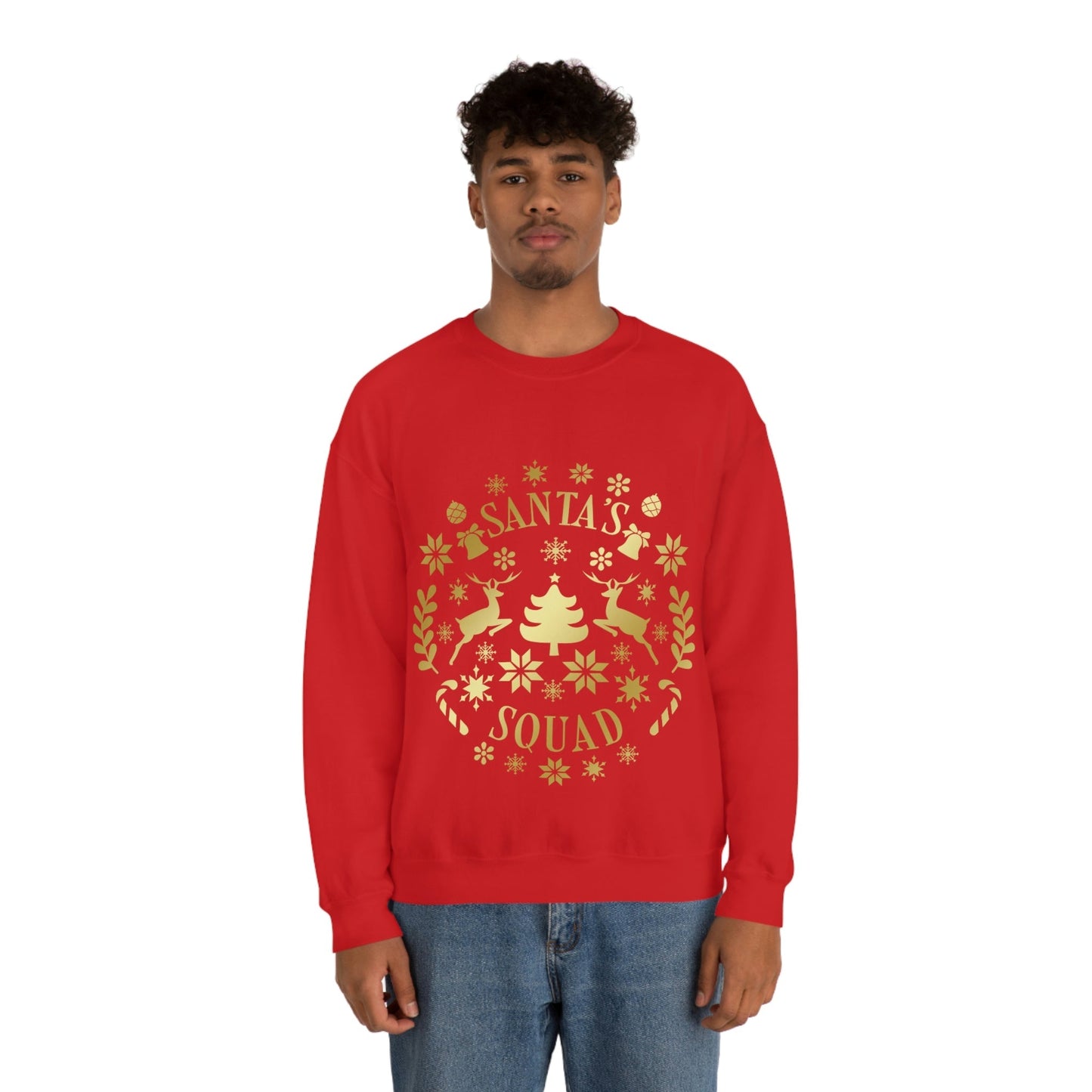 Santa Squad Merry Christmas Team Gold Unisex Heavy Blend™ Crewneck Sweatshirt Ichaku [Perfect Gifts Selection]