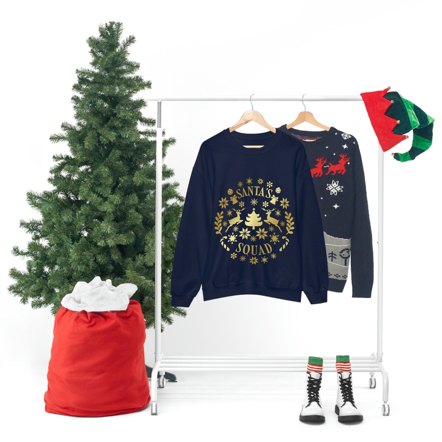 Santa Squad Merry Christmas Team Gold Unisex Heavy Blend™ Crewneck Sweatshirt Ichaku [Perfect Gifts Selection]