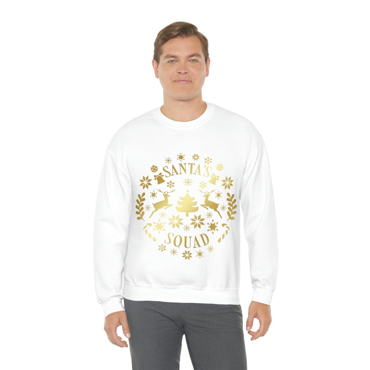 Santa Squad Merry Christmas Team Gold Unisex Heavy Blend™ Crewneck Sweatshirt Ichaku [Perfect Gifts Selection]