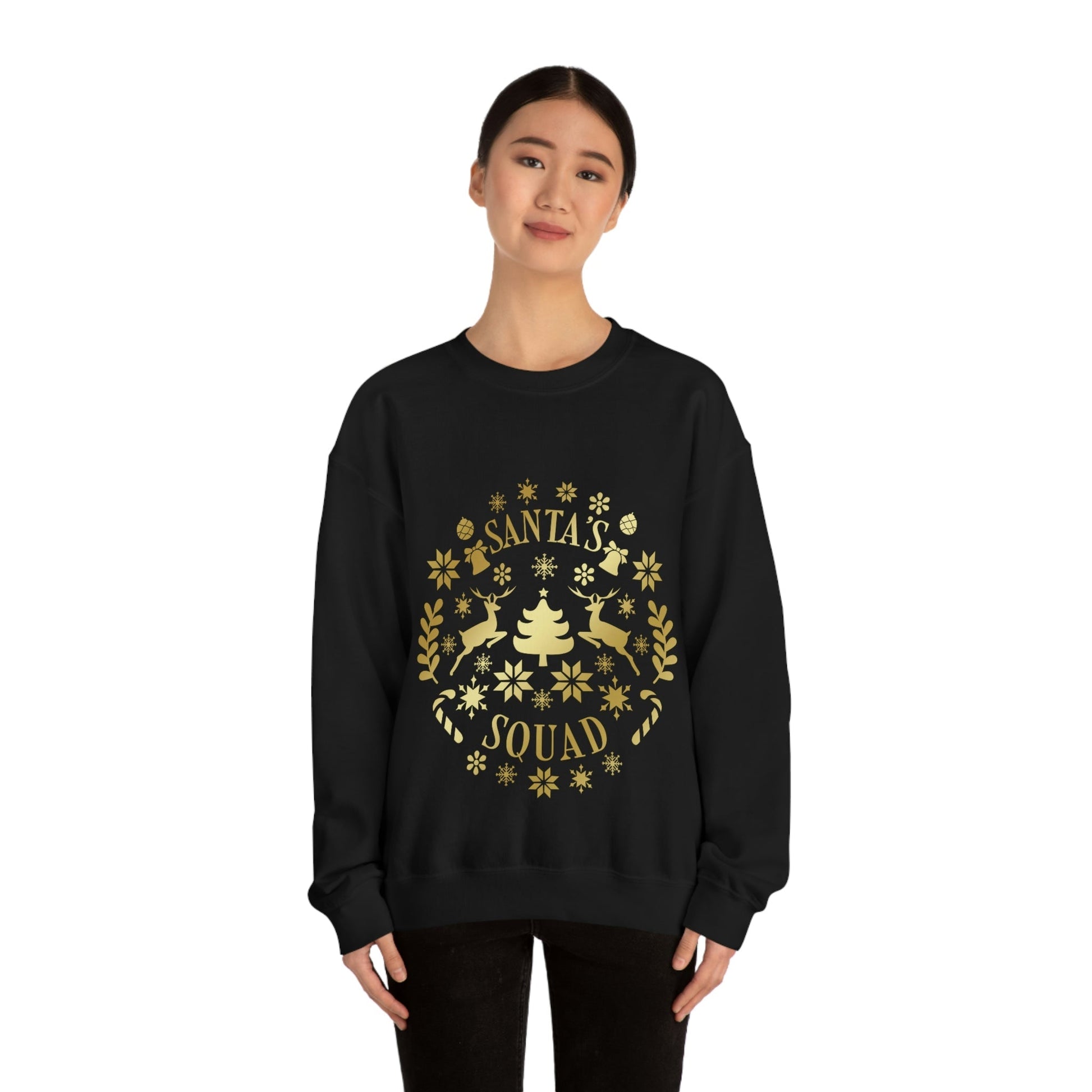 Santa Squad Merry Christmas Team Gold Unisex Heavy Blend™ Crewneck Sweatshirt Ichaku [Perfect Gifts Selection]