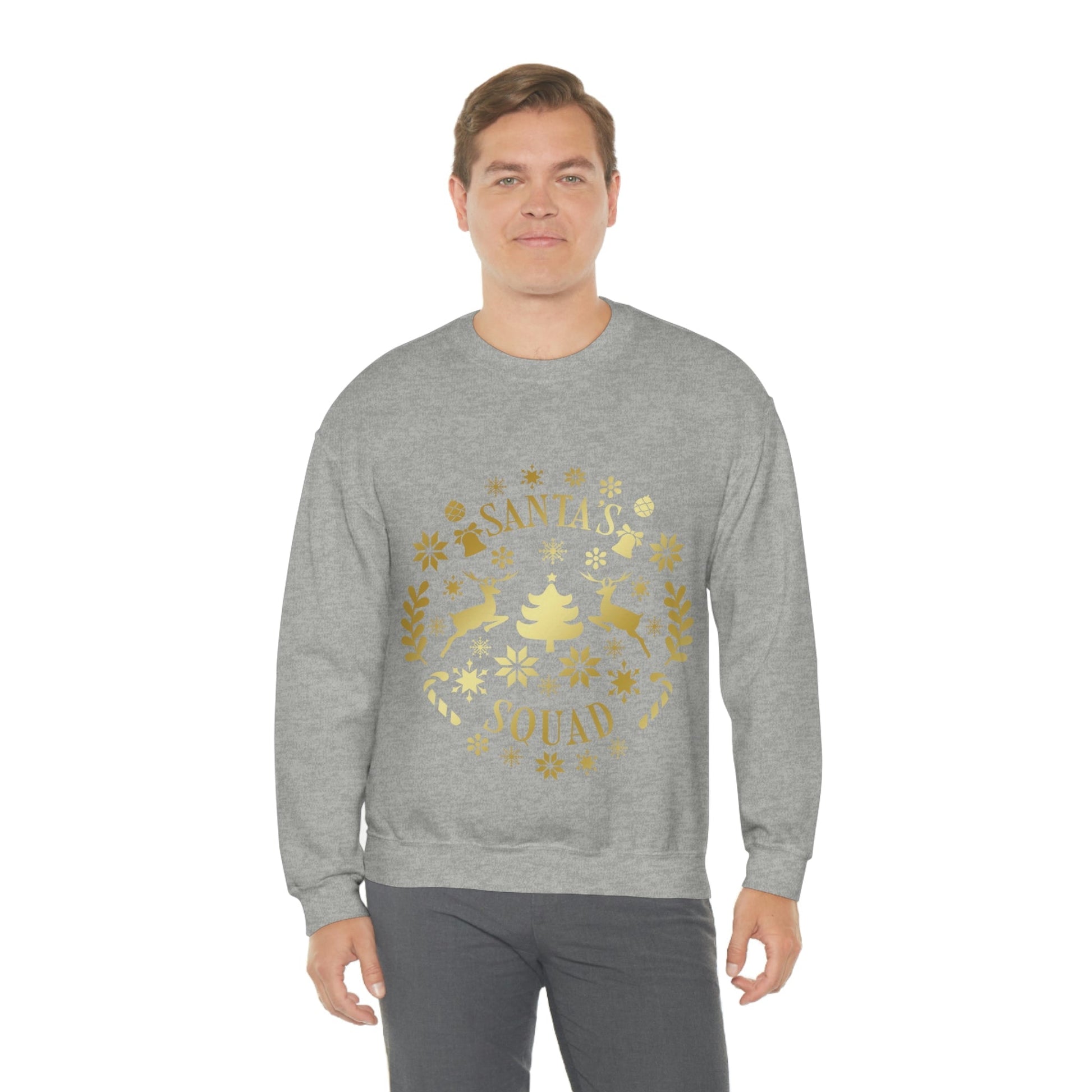 Santa Squad Merry Christmas Team Gold Unisex Heavy Blend™ Crewneck Sweatshirt Ichaku [Perfect Gifts Selection]