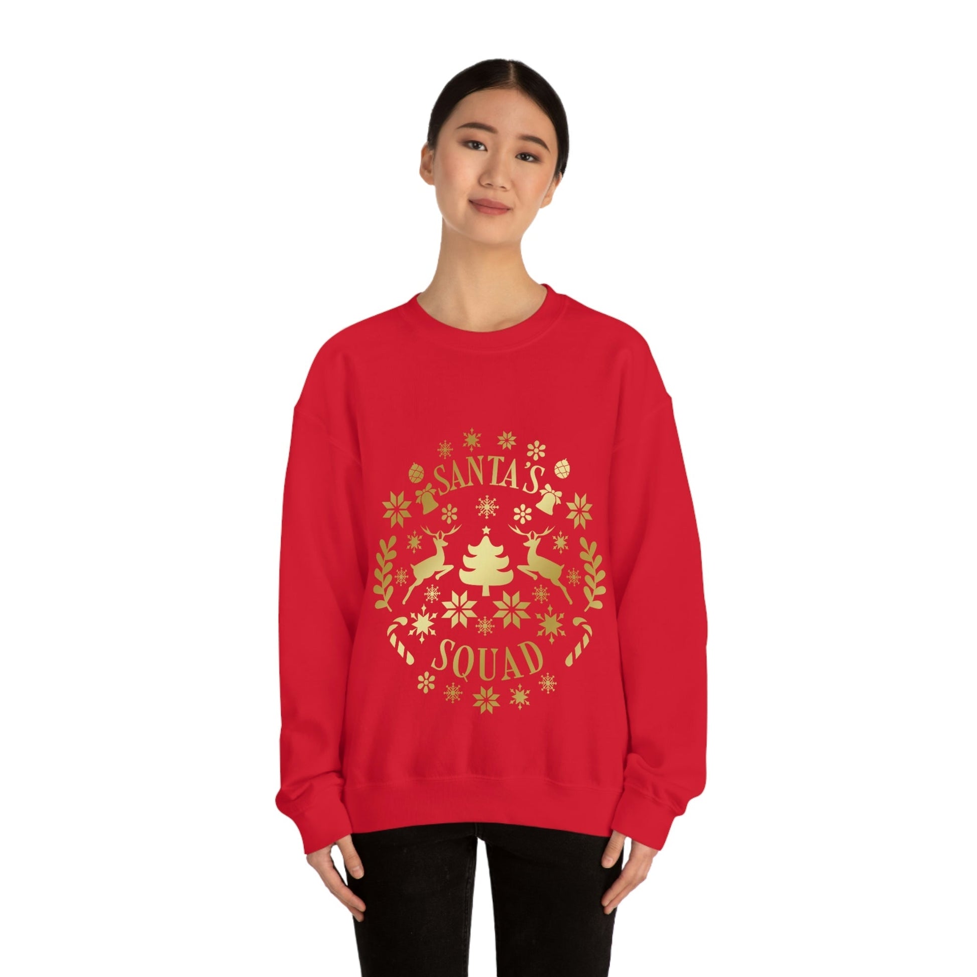 Santa Squad Merry Christmas Team Gold Unisex Heavy Blend™ Crewneck Sweatshirt Ichaku [Perfect Gifts Selection]