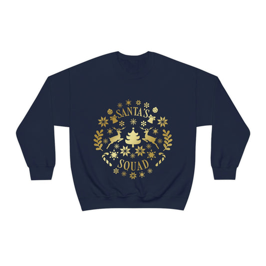 Santa Squad Merry Christmas Team Gold Unisex Heavy Blend™ Crewneck Sweatshirt Ichaku [Perfect Gifts Selection]