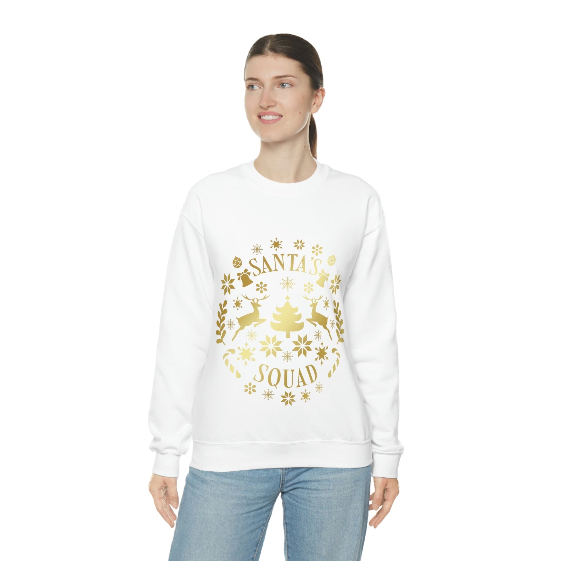 Santa Squad Merry Christmas Team Gold Unisex Heavy Blend™ Crewneck Sweatshirt Ichaku [Perfect Gifts Selection]