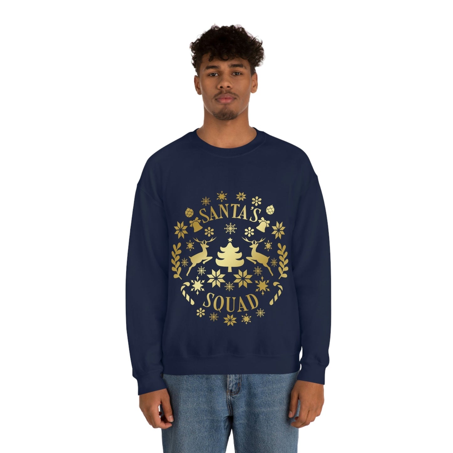 Santa Squad Merry Christmas Team Gold Unisex Heavy Blend™ Crewneck Sweatshirt Ichaku [Perfect Gifts Selection]