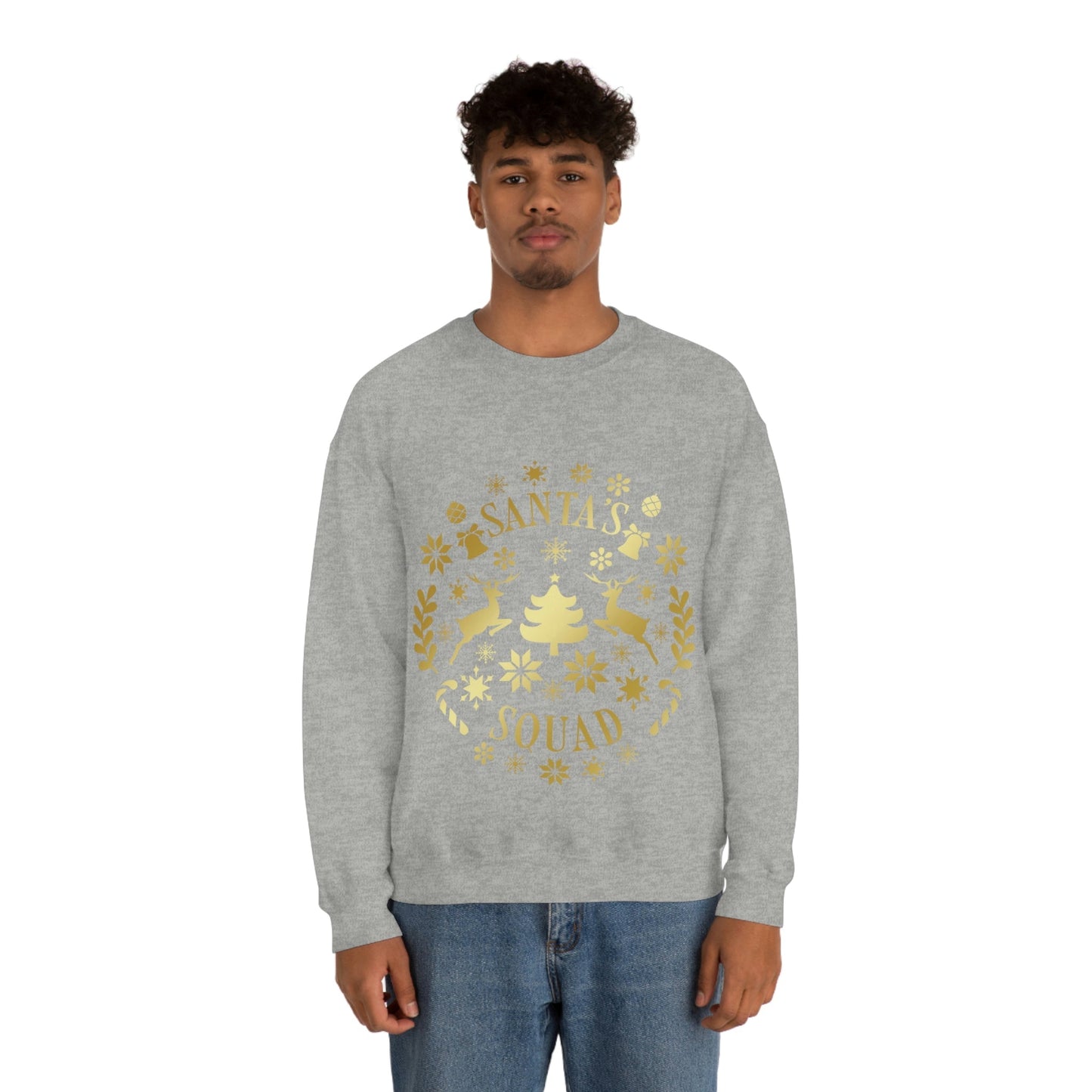 Santa Squad Merry Christmas Team Gold Unisex Heavy Blend™ Crewneck Sweatshirt Ichaku [Perfect Gifts Selection]