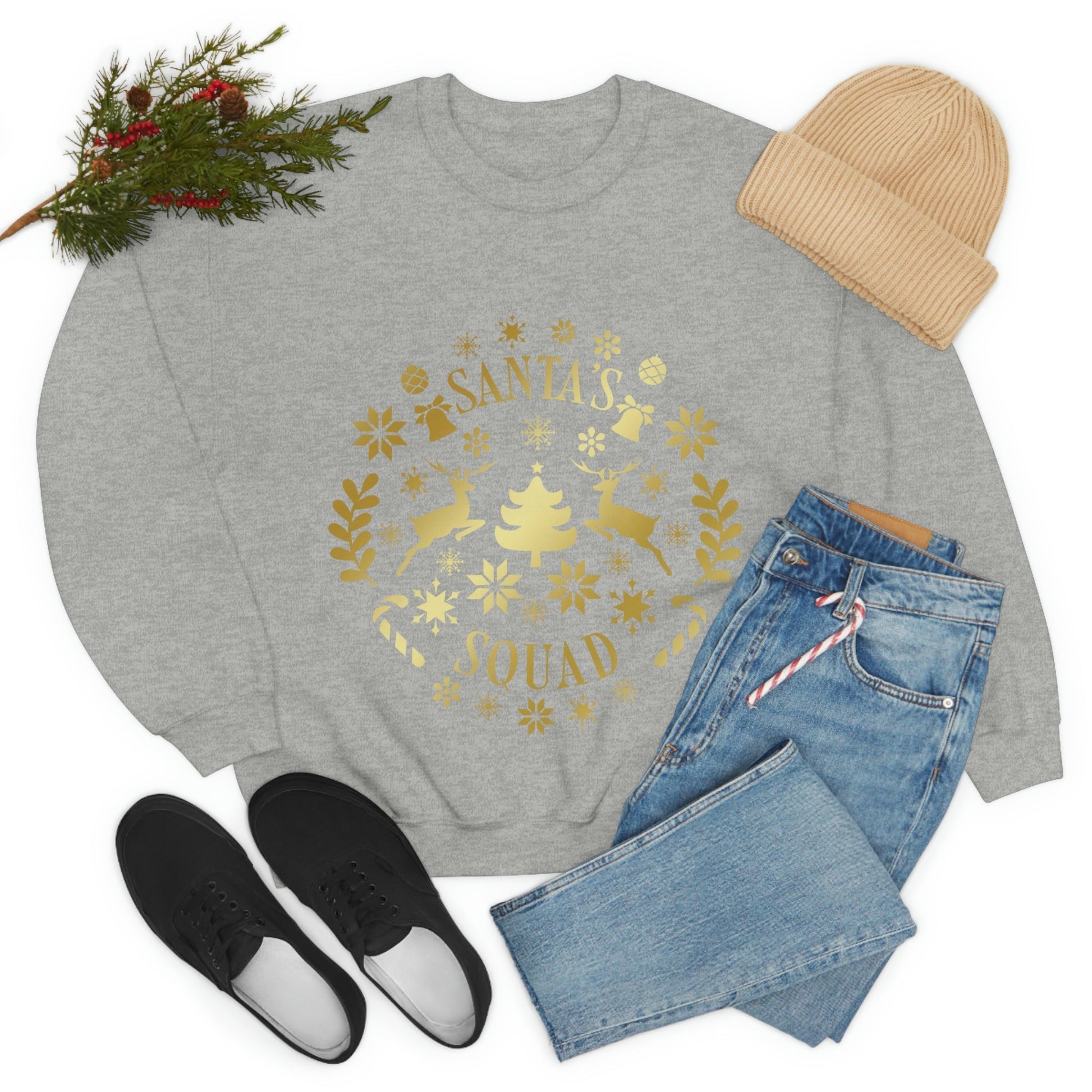 Santa Squad Merry Christmas Team Gold Unisex Heavy Blend™ Crewneck Sweatshirt Ichaku [Perfect Gifts Selection]