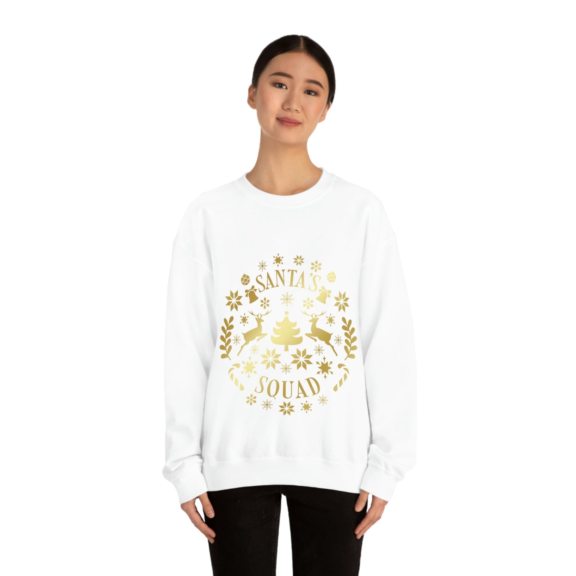 Santa Squad Merry Christmas Team Gold Unisex Heavy Blend™ Crewneck Sweatshirt Ichaku [Perfect Gifts Selection]