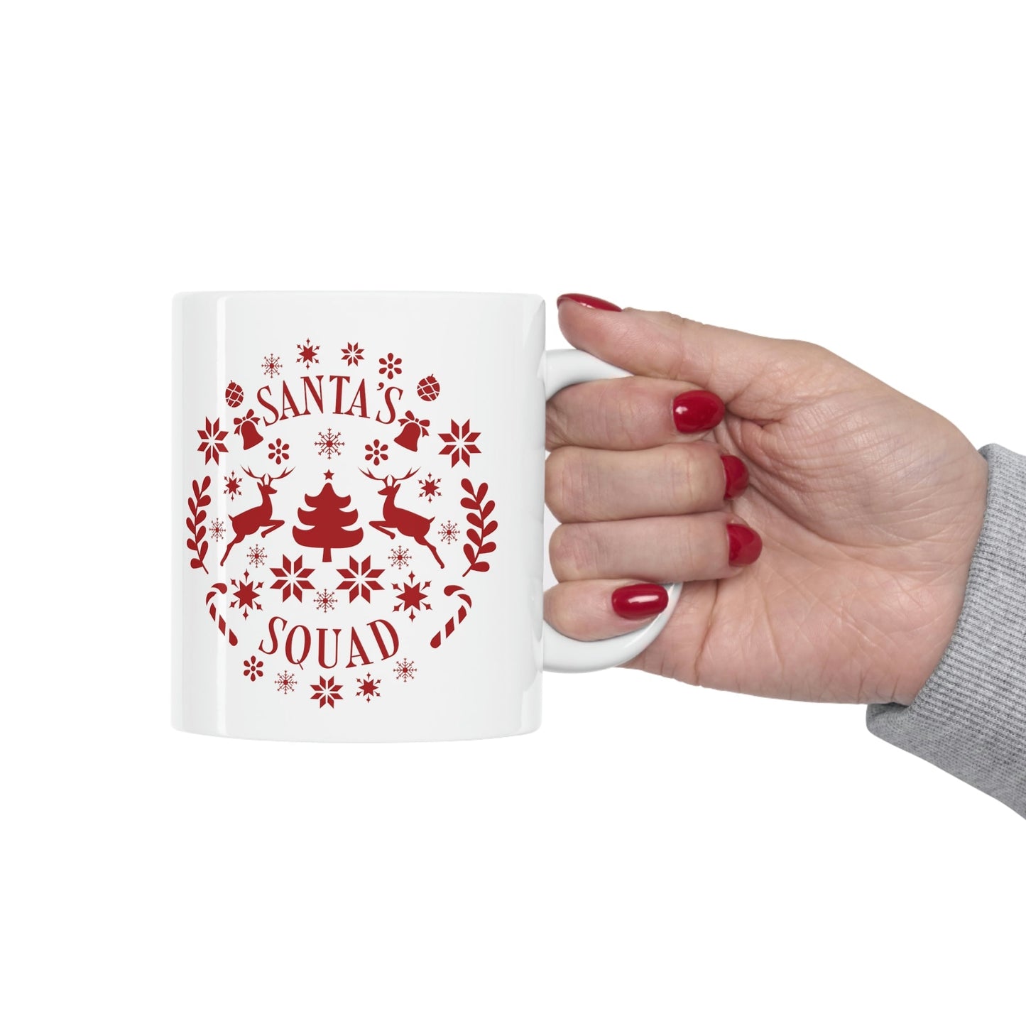 Santa Squad Merry Christmas Team Red Design Ceramic Mug 11oz Ichaku [Perfect Gifts Selection]