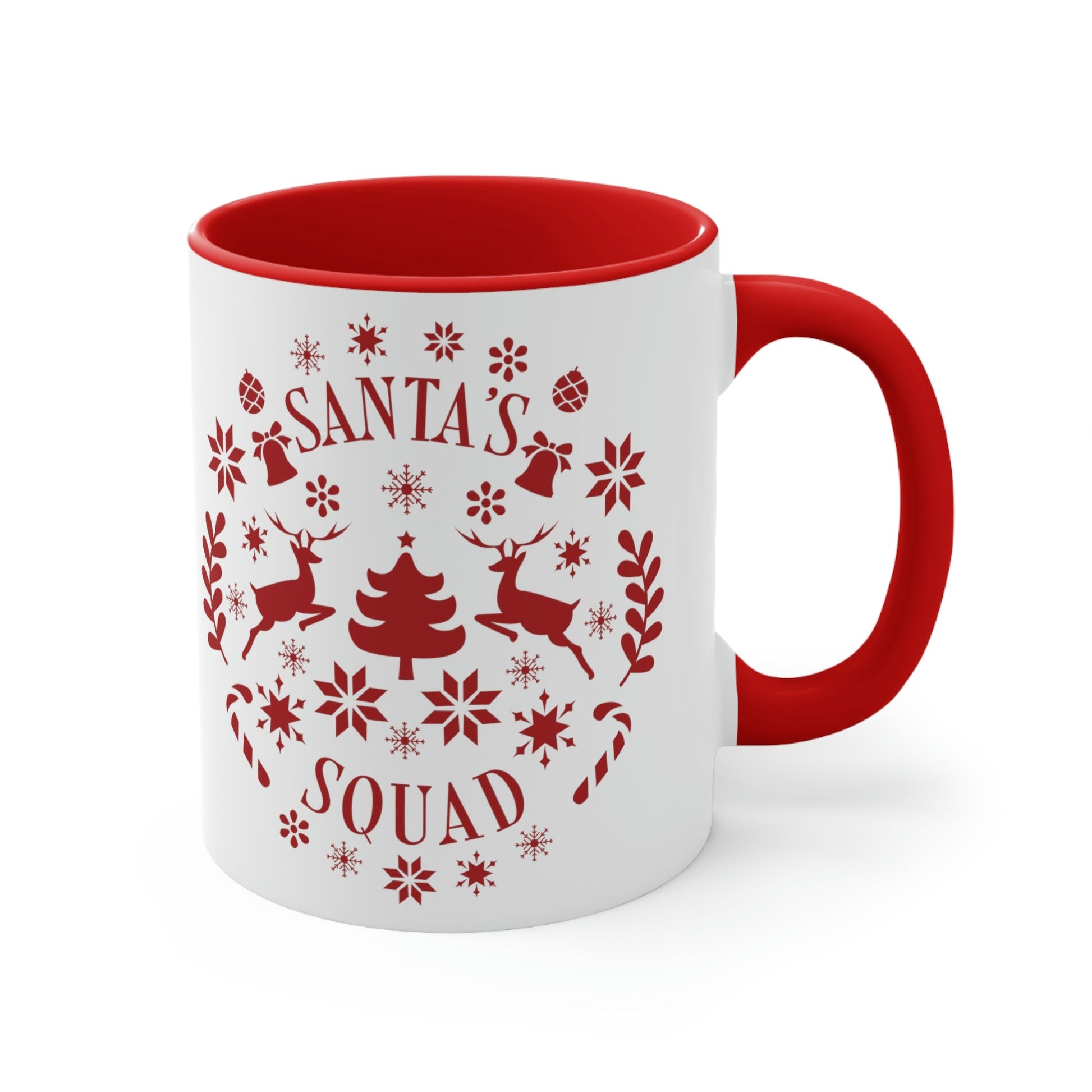 Santa Squad Merry Christmas Team Red Design Classic Accent Coffee Mug 11oz Ichaku [Perfect Gifts Selection]