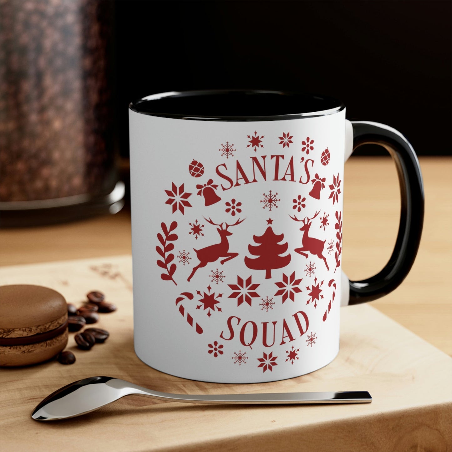 Santa Squad Merry Christmas Team Red Design Classic Accent Coffee Mug 11oz Ichaku [Perfect Gifts Selection]