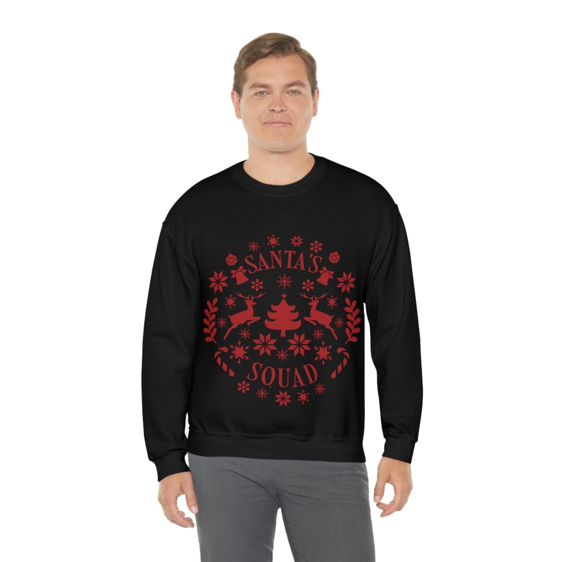 Santa Squad Merry Christmas Team Red Design Unisex Heavy Blend™ Crewneck Sweatshirt Ichaku [Perfect Gifts Selection]