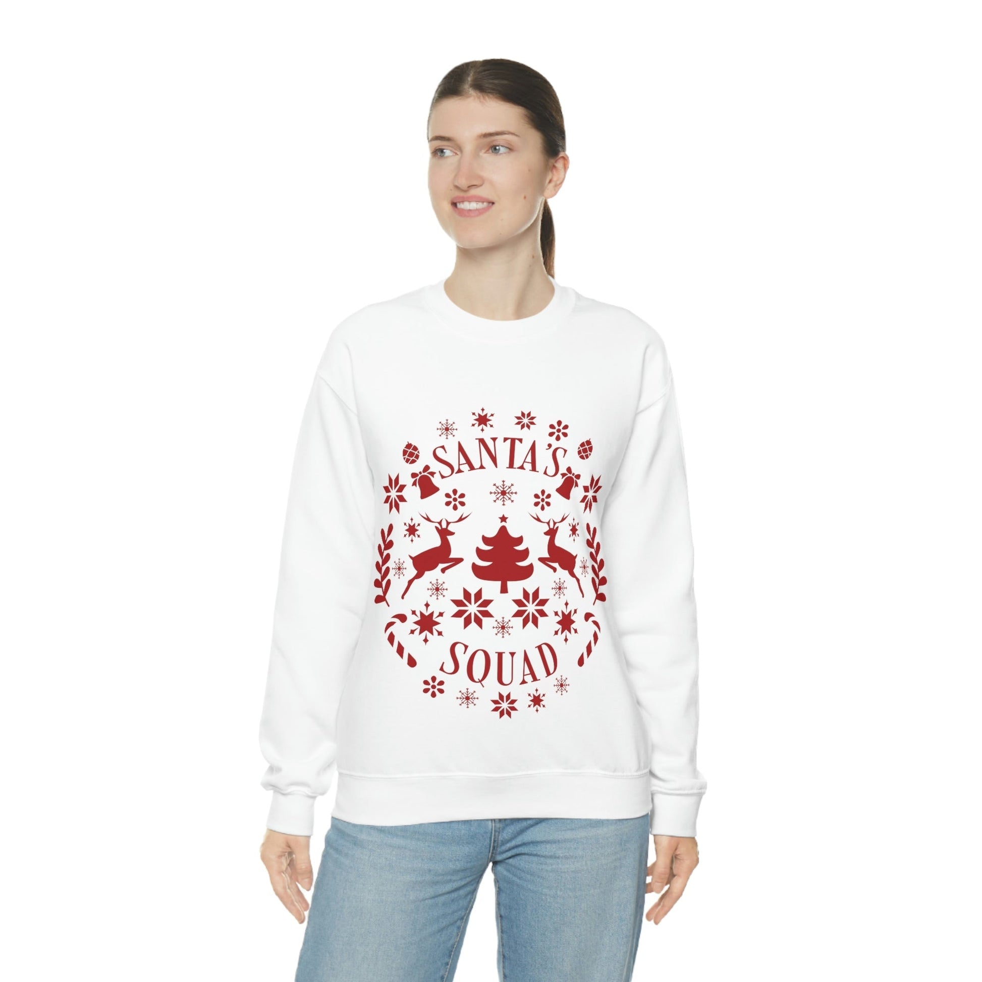 Santa Squad Merry Christmas Team Red Design Unisex Heavy Blend™ Crewneck Sweatshirt Ichaku [Perfect Gifts Selection]