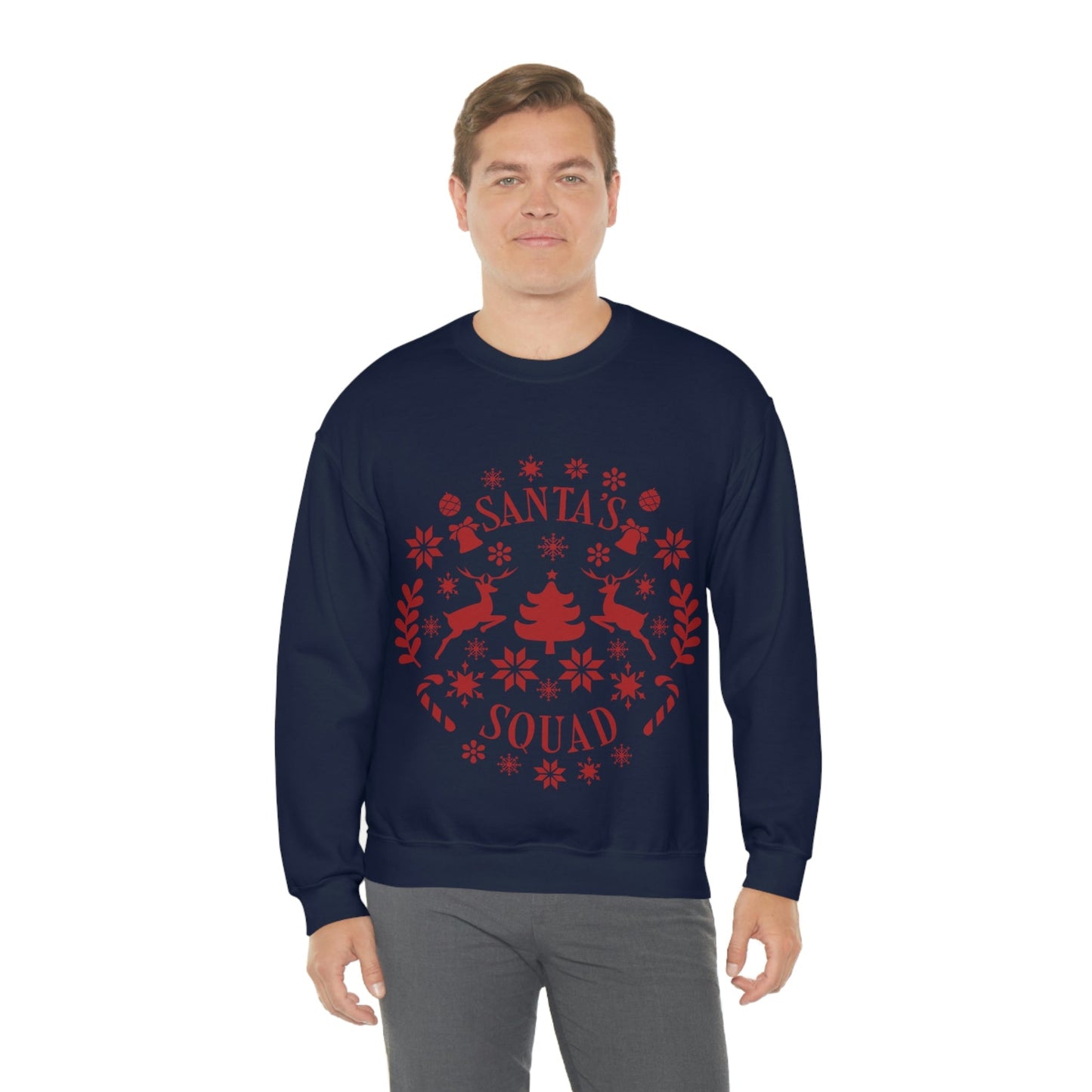 Santa Squad Merry Christmas Team Red Design Unisex Heavy Blend™ Crewneck Sweatshirt Ichaku [Perfect Gifts Selection]