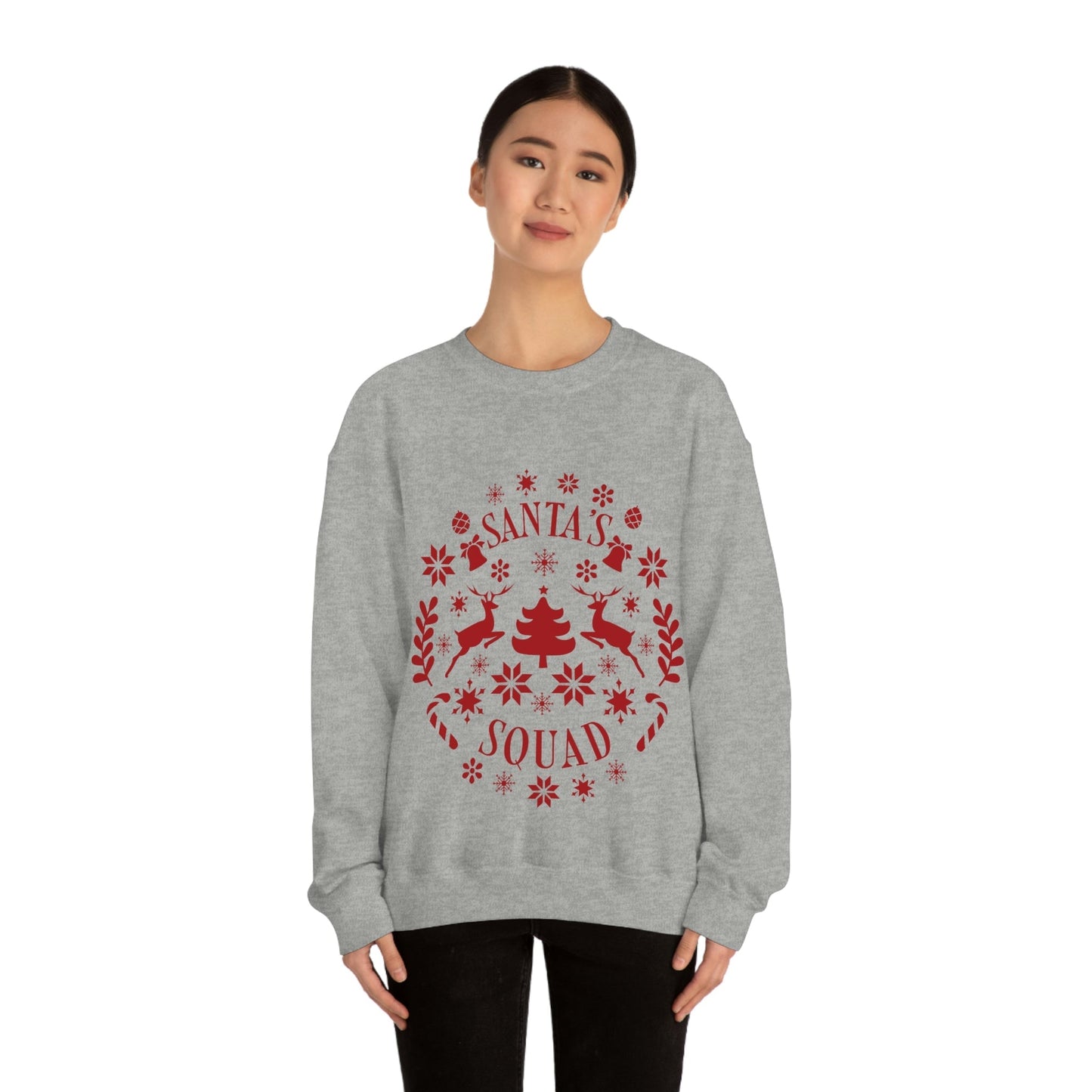 Santa Squad Merry Christmas Team Red Design Unisex Heavy Blend™ Crewneck Sweatshirt Ichaku [Perfect Gifts Selection]