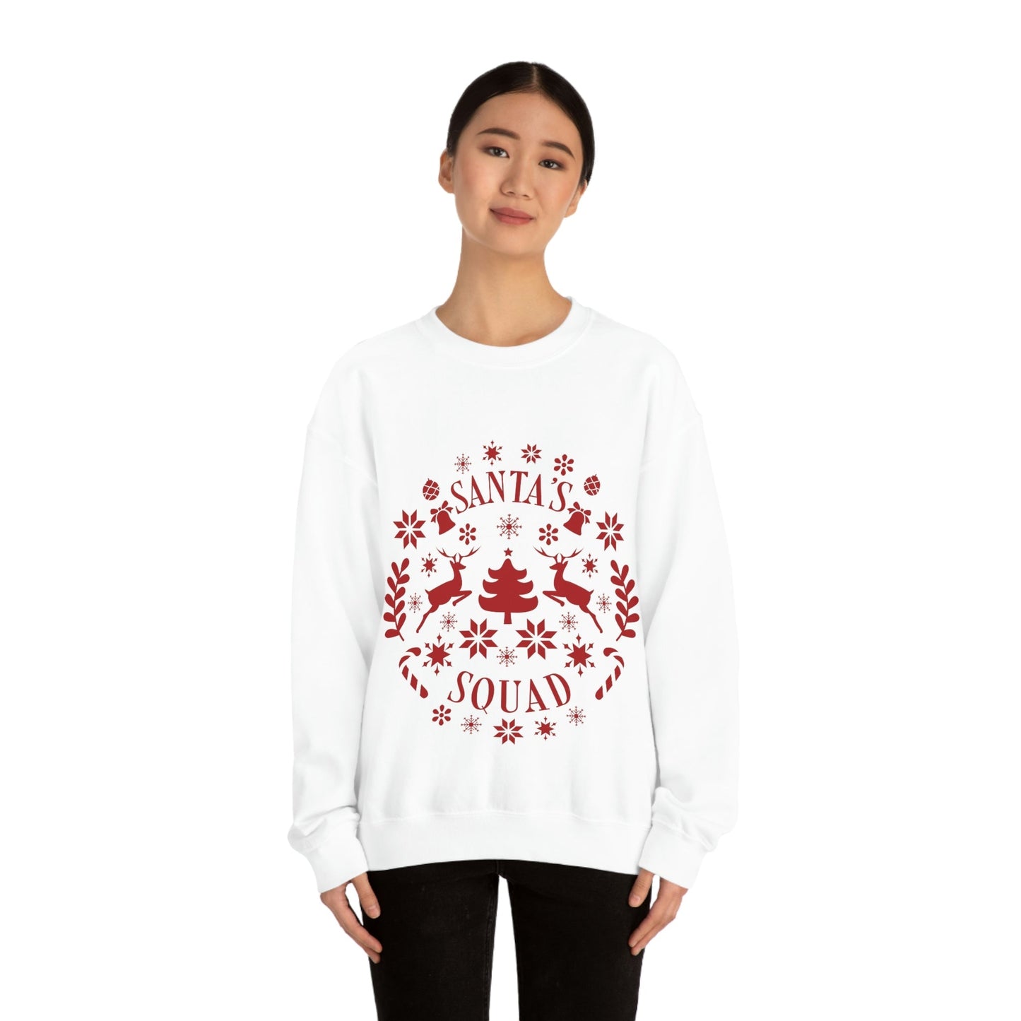 Santa Squad Merry Christmas Team Red Design Unisex Heavy Blend™ Crewneck Sweatshirt Ichaku [Perfect Gifts Selection]