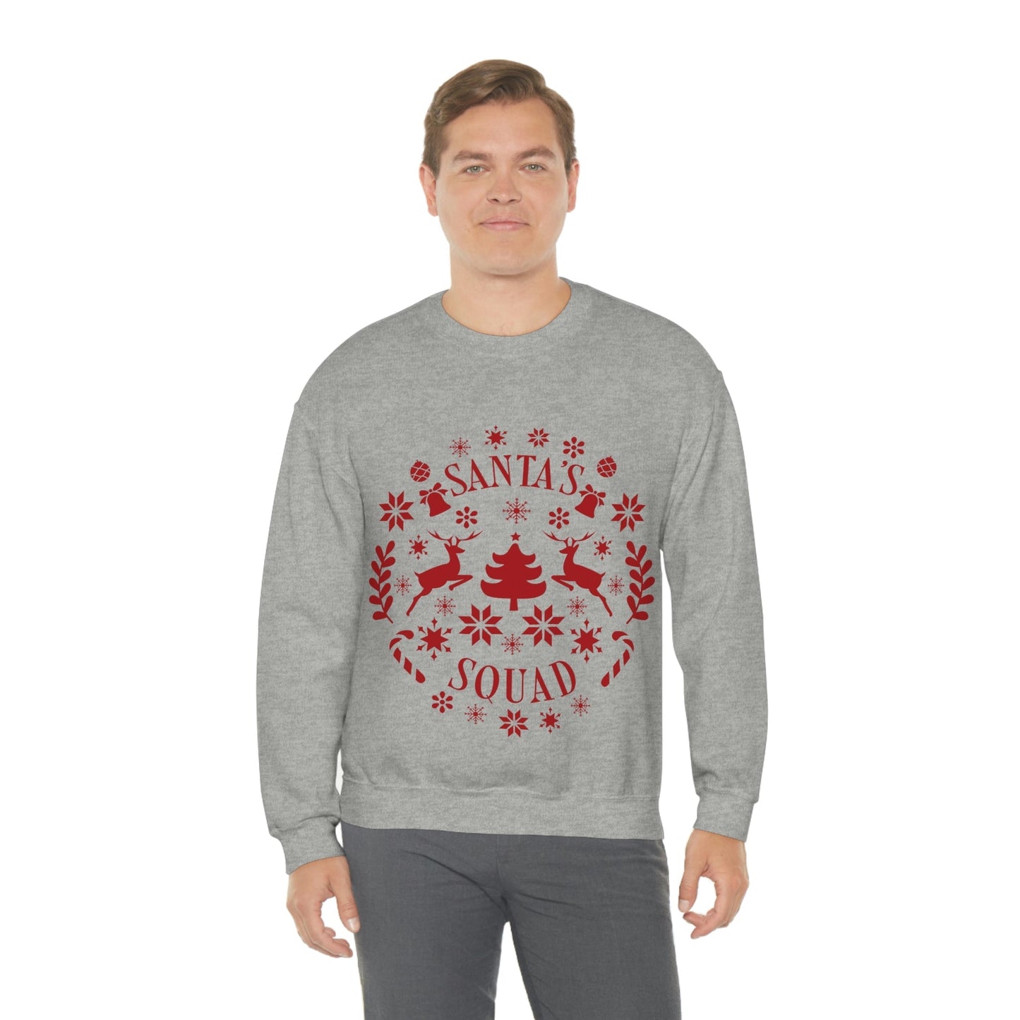 Santa Squad Merry Christmas Team Red Design Unisex Heavy Blend™ Crewneck Sweatshirt Ichaku [Perfect Gifts Selection]