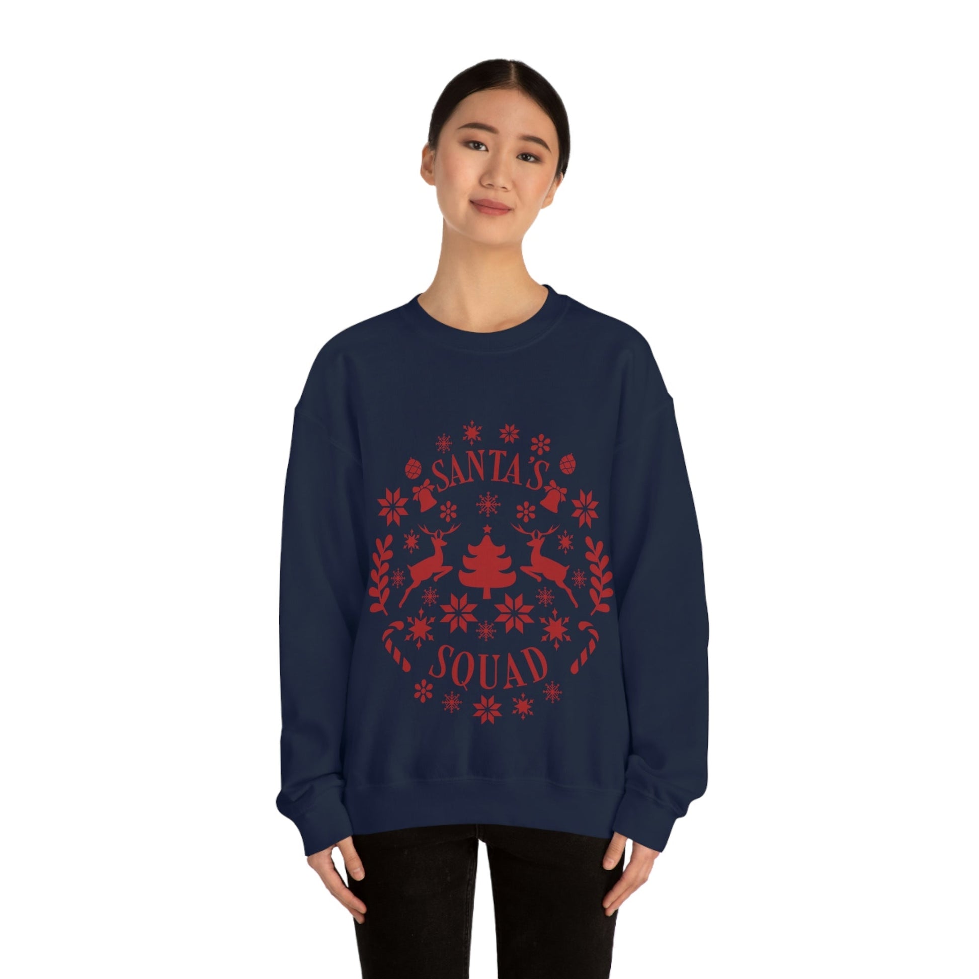 Santa Squad Merry Christmas Team Red Design Unisex Heavy Blend™ Crewneck Sweatshirt Ichaku [Perfect Gifts Selection]