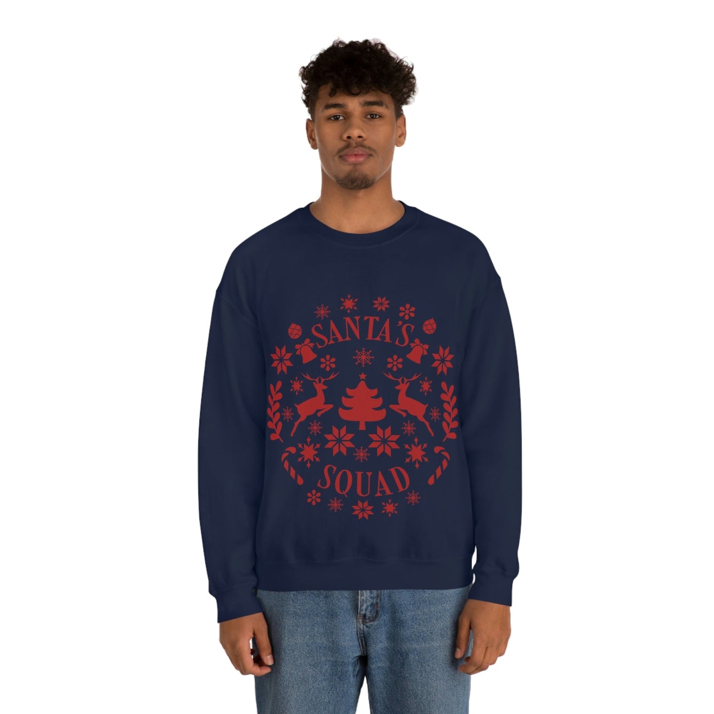 Santa Squad Merry Christmas Team Red Design Unisex Heavy Blend™ Crewneck Sweatshirt Ichaku [Perfect Gifts Selection]