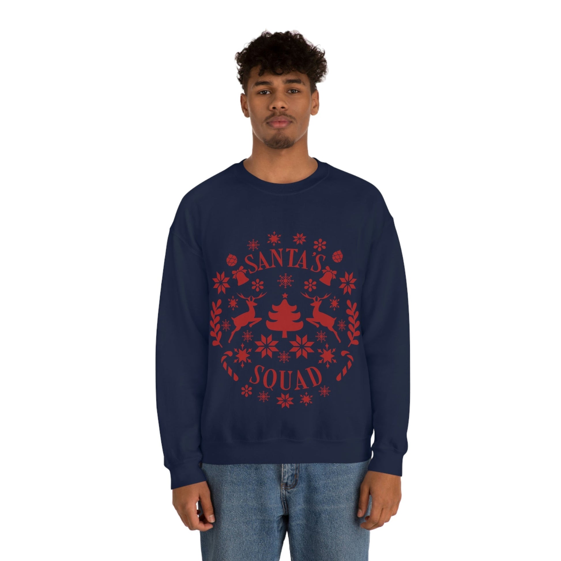 Santa Squad Merry Christmas Team Red Design Unisex Heavy Blend™ Crewneck Sweatshirt Ichaku [Perfect Gifts Selection]